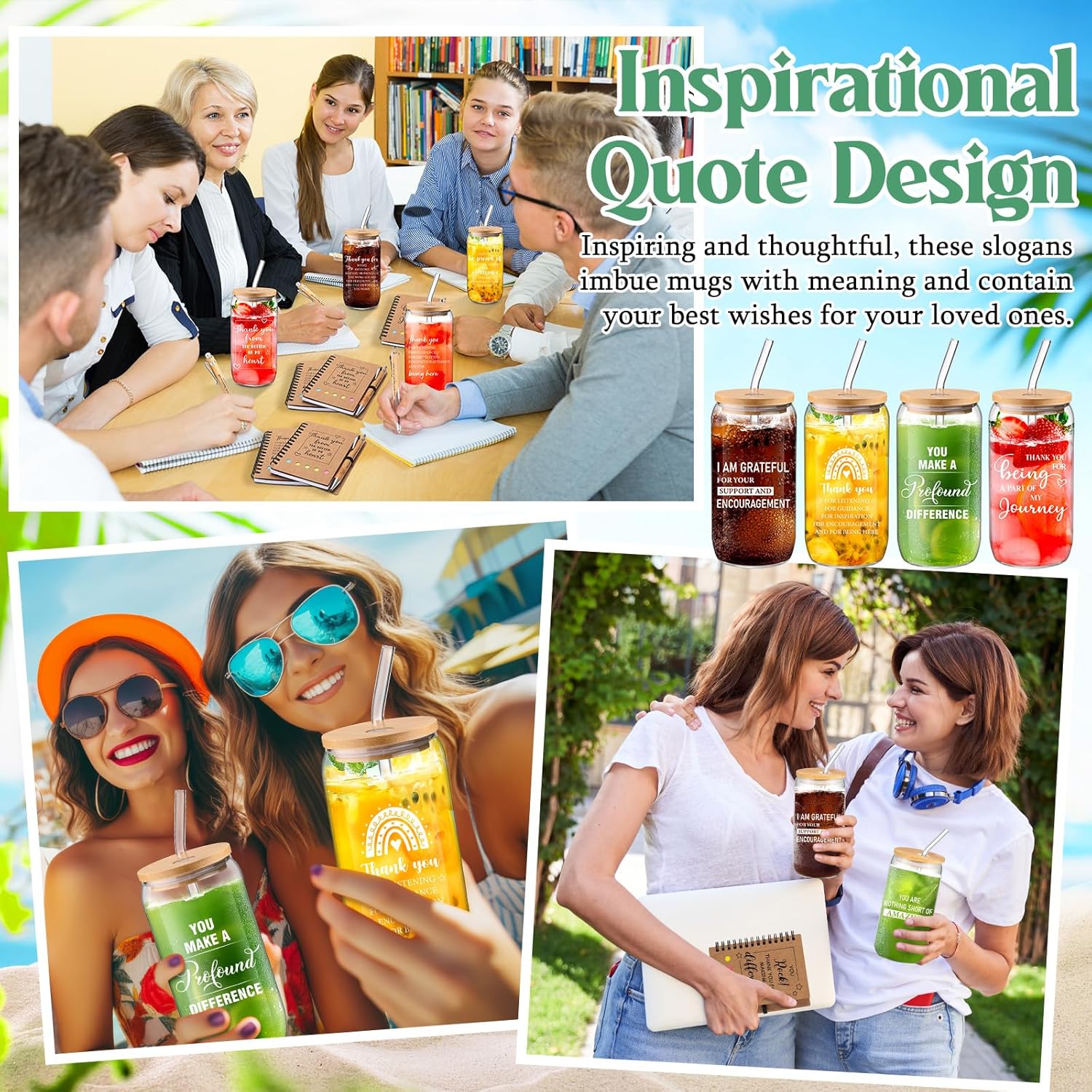 Skylety 12 Set Team Employee Appreciation Gifts Bulk Thank You Tumblers with Lid Inspirational Spiral Notebooks Sticky Pens for Staff Coworker Teacher Nurse Boss