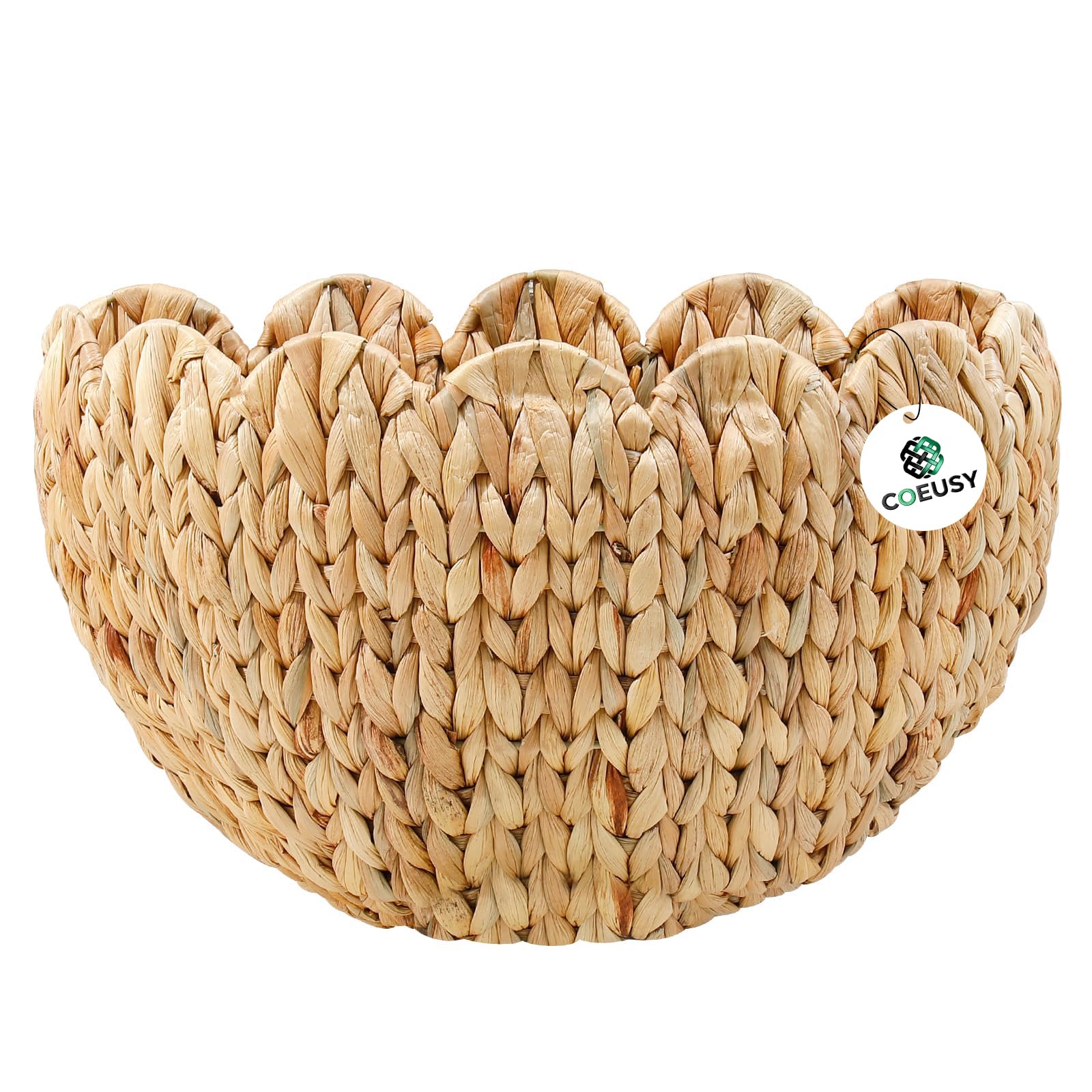 Photo 1 of Coeusy Wicker Wall Basket, Boho Scalloped Wall Basket,Large Wall Hanging Baskets for Nursery,Door,Plants,Mail,Natural Water Hyacinth