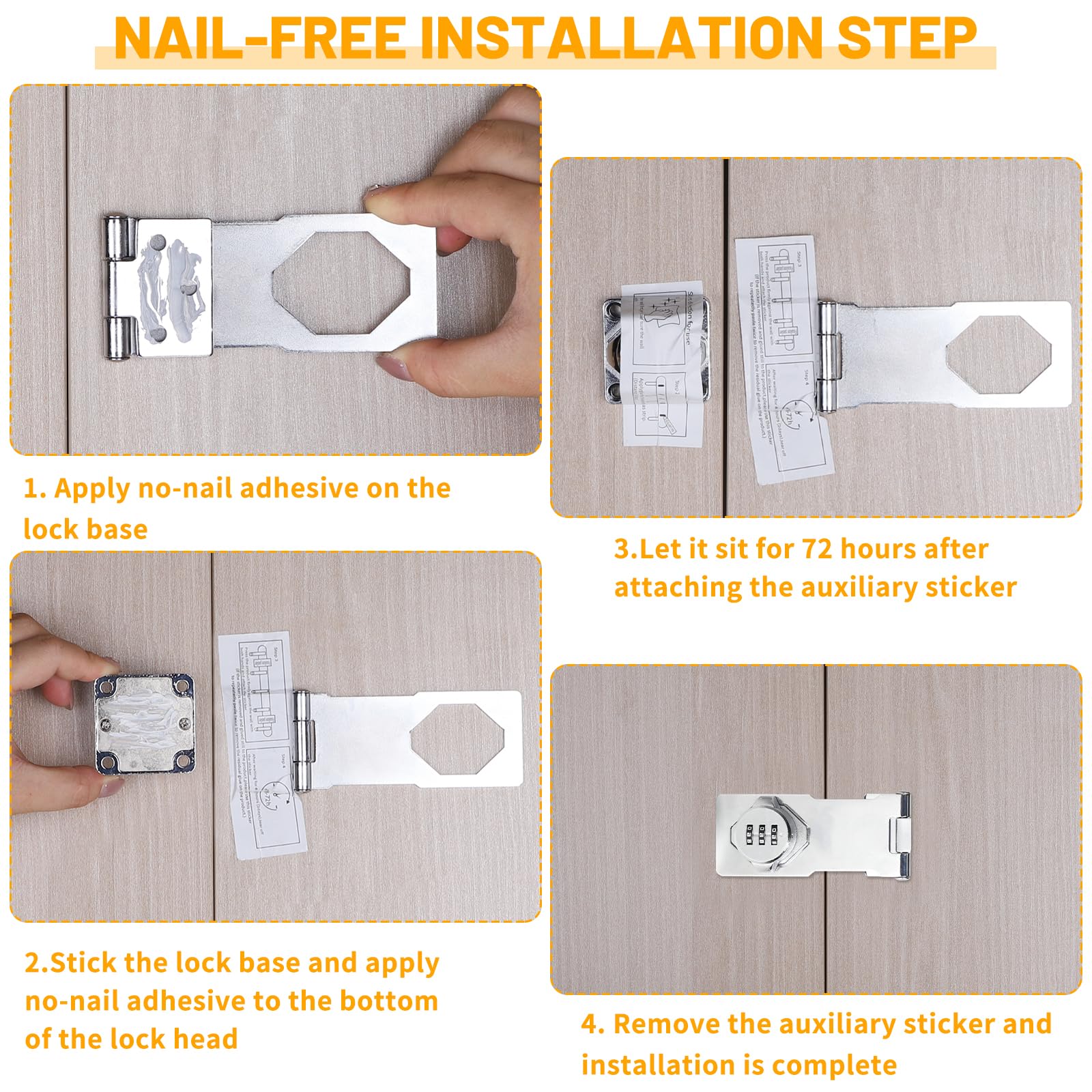 SUPAWAY 1 Piece Combination Lock with 3 Digits Combination Lock 4.5in Hasp Locks for Cabinet Cabinet, Password - Image 4