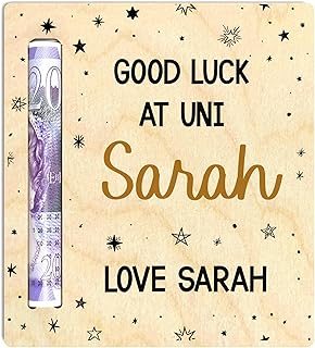 Beecreative Personalised University Gift For Son Daughter Him Her, Starting University, Good Luck At Uni, Money Gift Holder, Going To Uni Essentials