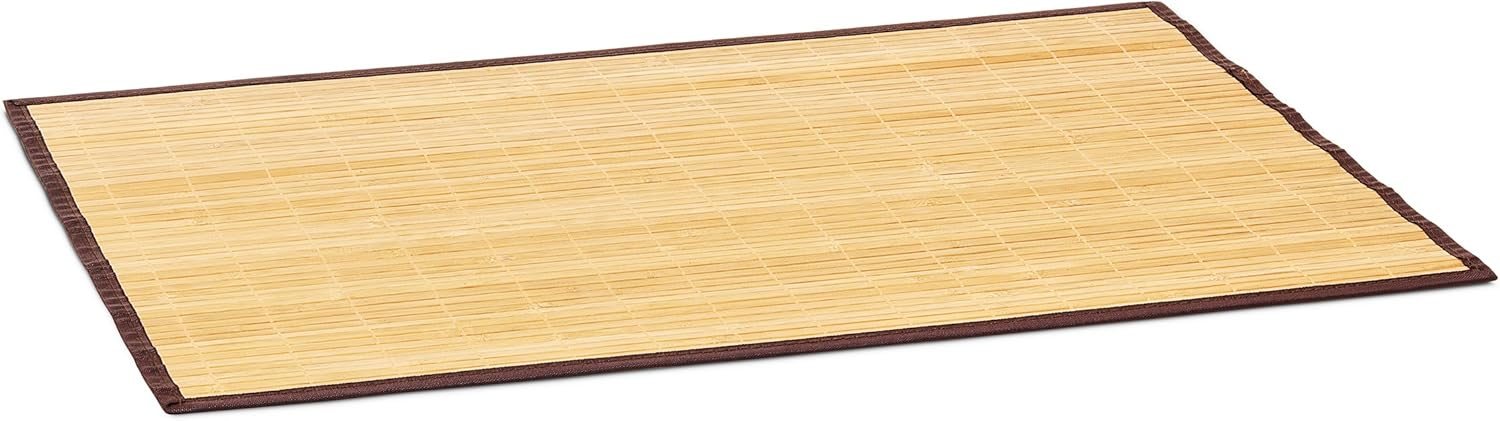 Relaxdays Badvorleger Bambus BxT 80x50 cm Badeteppich aus Holz mit