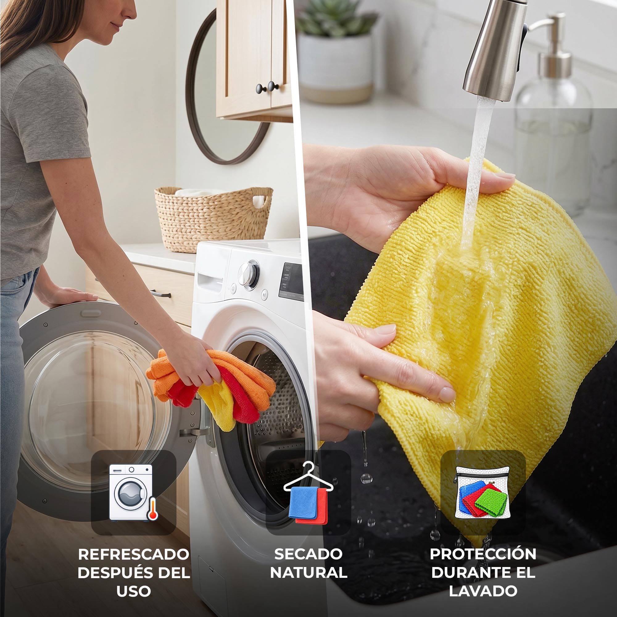 ToolSpace Paños de Microfibra 30x30 cm 20 Unidades 240 gsm para Coche Cocina Baño Cristales Espejos Muebles Suaves Absorbentes Reutilizables Sin Rayas Microfibra 80/20 Multicolor Limpieza Hogar