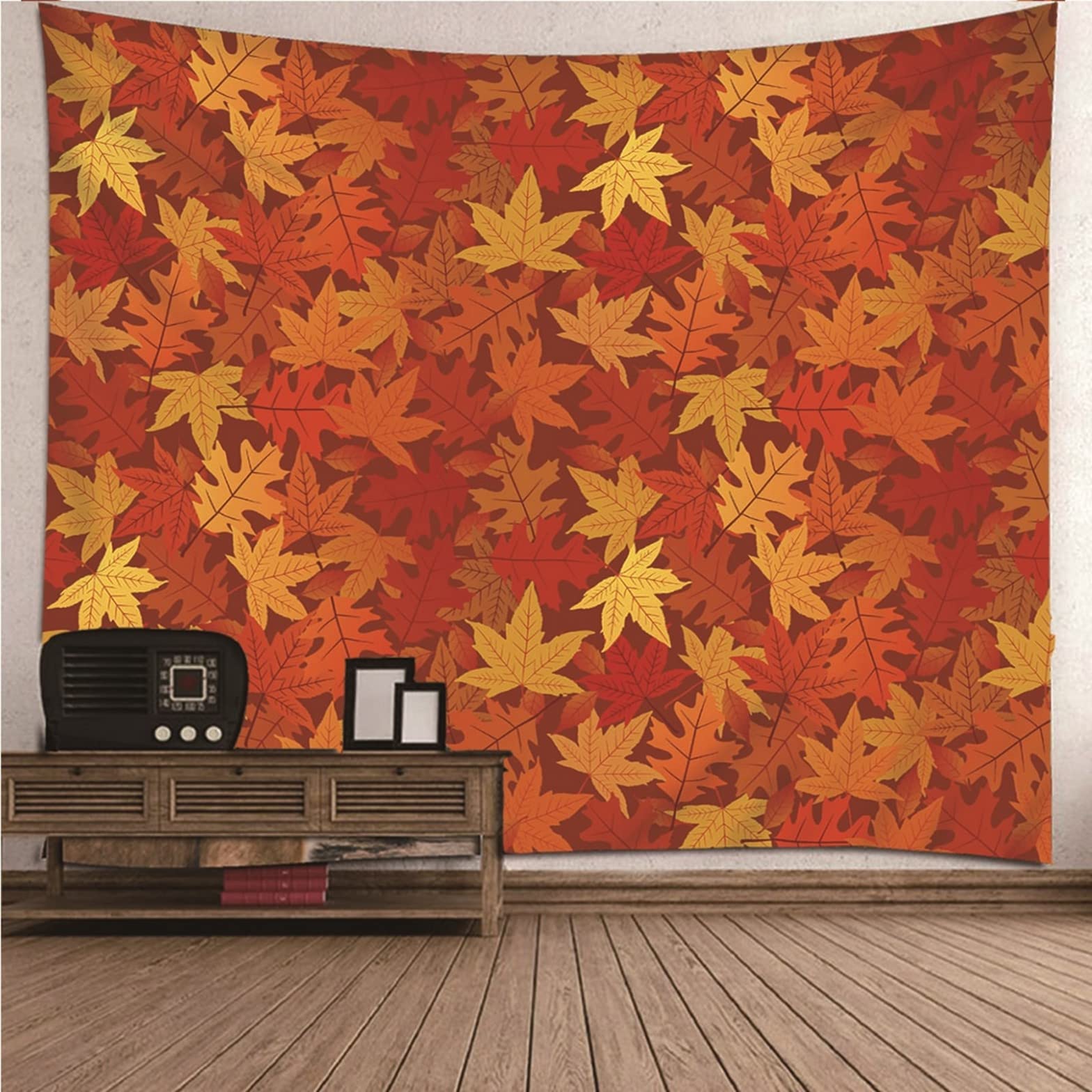 Ethereval Small Tapestry Extra Large Wall Art Autumn Theme Maple Leaves Tapestries For Men Trippy Orange Wall Hangings Fabric Decorations 260x240cm