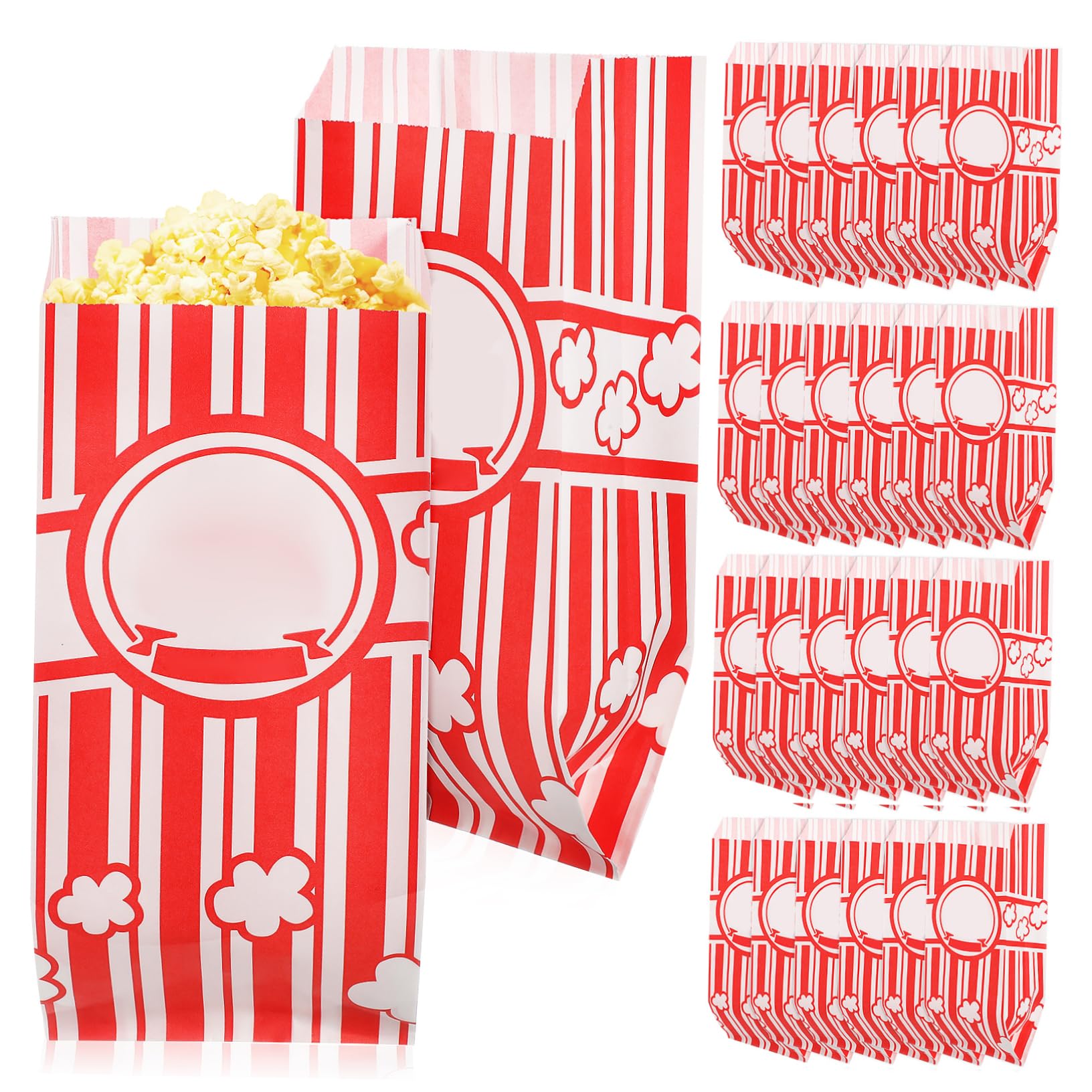Luxshiny 100Pcs Popcorn Bags Individual Treat Bags for Parties Movie Gatherings Versatile Leak Design for Snacks Lightweight and Convenient Popcorn Container