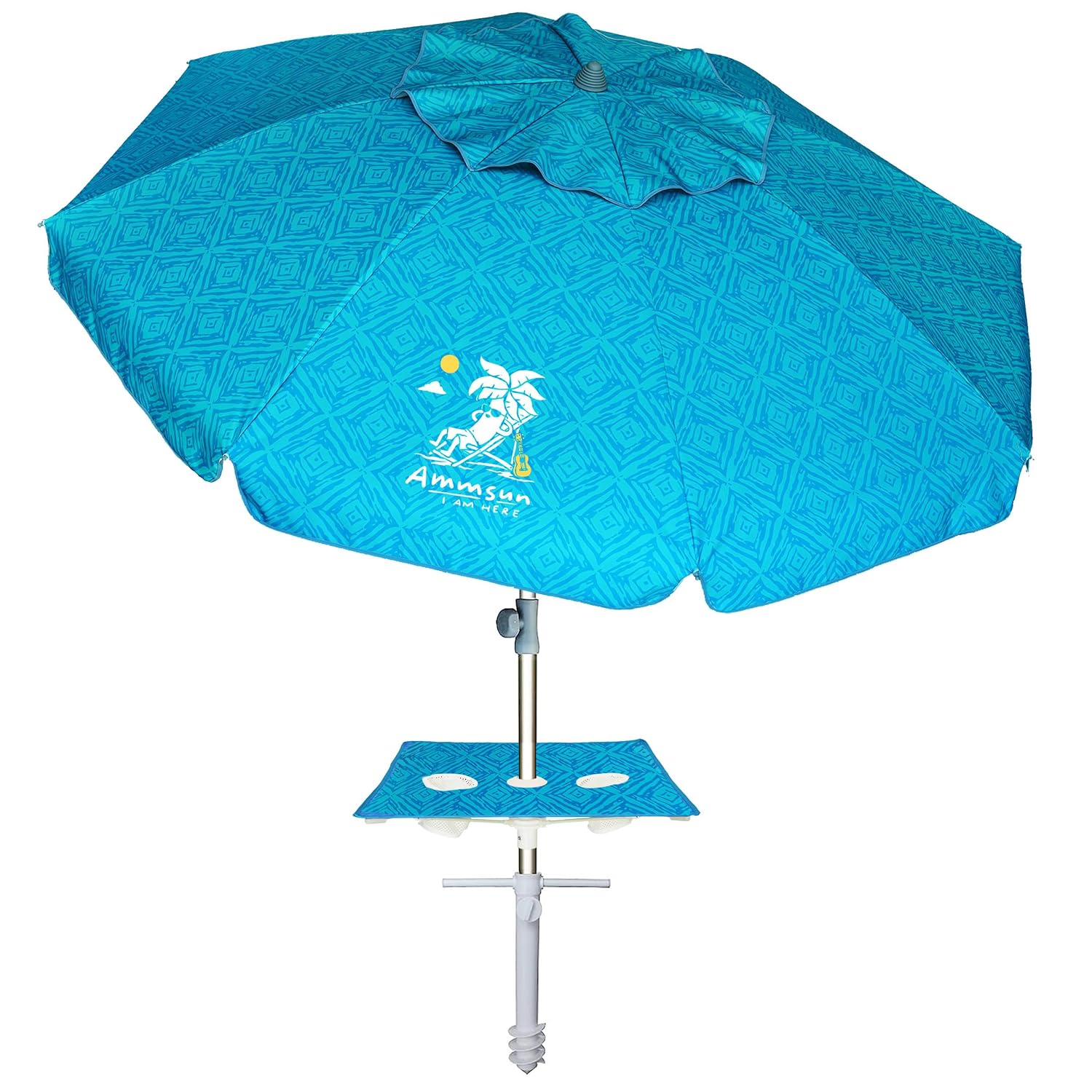 AMMSUN Beach Umbrella with Sand Anchor & Table Tray, Portable Heavy Duty Beach Umbrellas, 6.5ft Sun Outdoor Umbrella, UV 5... - Review, Price and Buying Guide