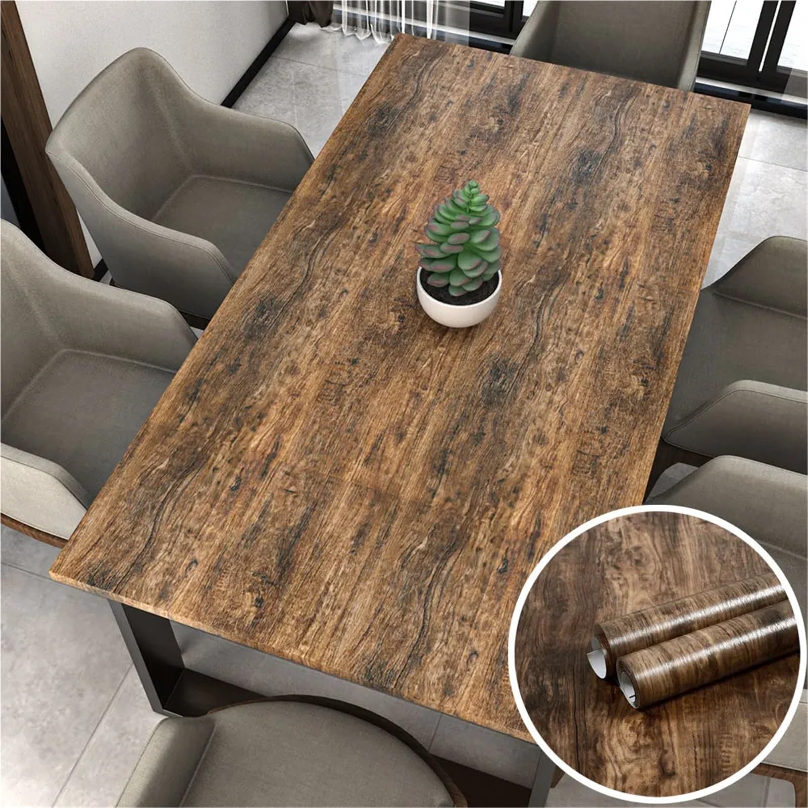 Rotolo di carta da parati a strisce con venature del legno