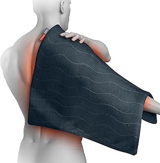 PureRelief Pro Far Infrared Ultra-Wide Heating Pad - Muscle Relief for Back, Neck, Shoulder, & Knee Pain in Athletes, 4 Heat Settings, Dry/Moist Heat, 20” x 24” Wide Size (Iron Gray)