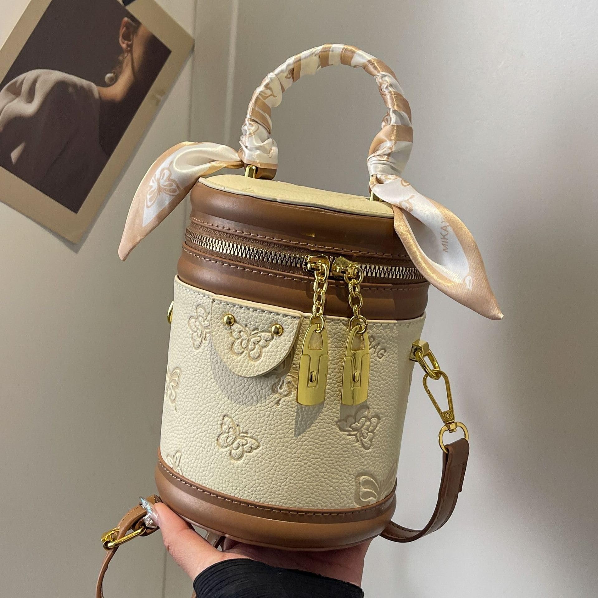 Amazon.co.jp: 女性カバン レトロなぶつかり色のバケツバッグ女性2024  