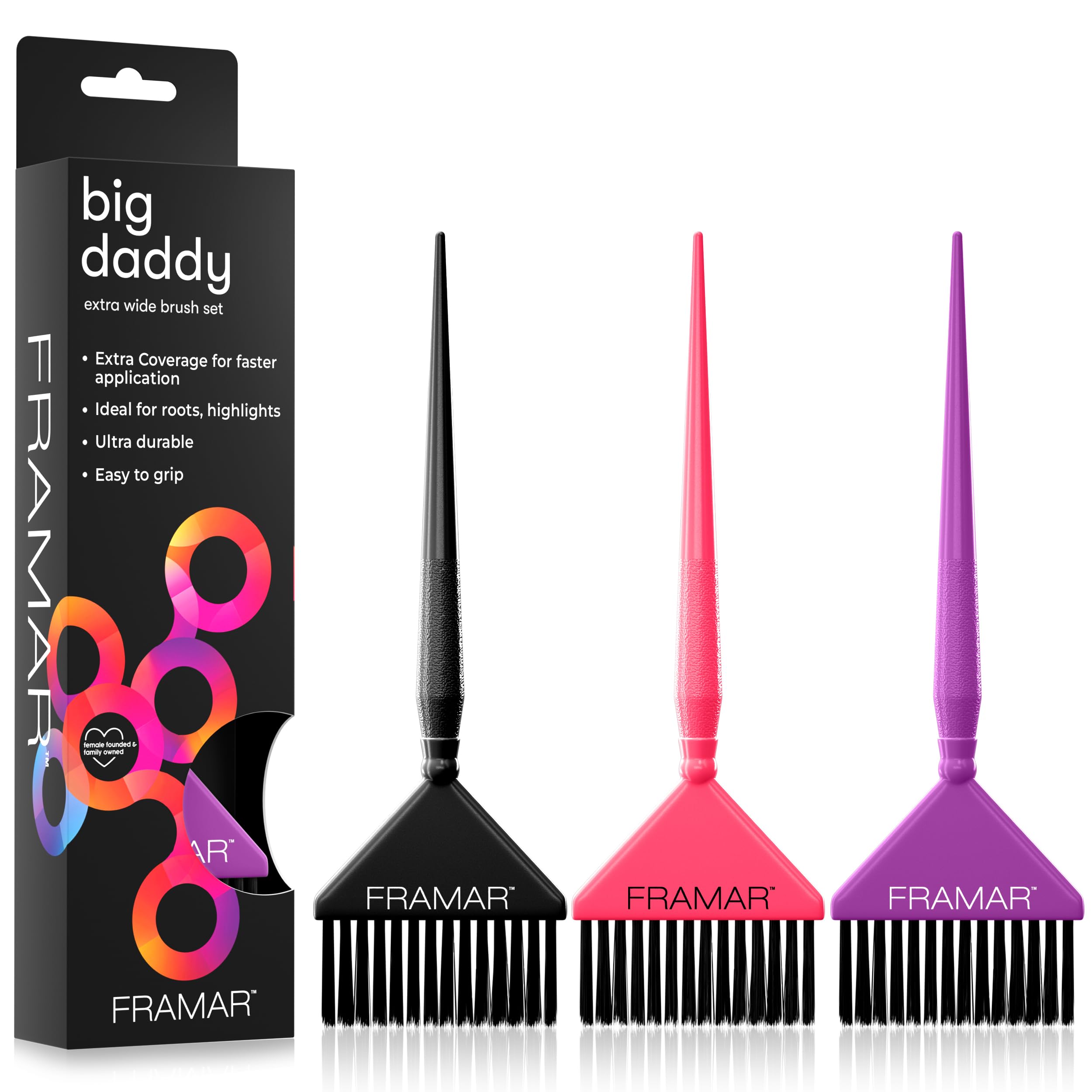 Framar Hair Color Brush Set - Hair Dye Brush Kit, Hair Coloring Brushes for Hair Stylist, Tint Brushes for Hair Color, Tapered Edges for Precision – 3
