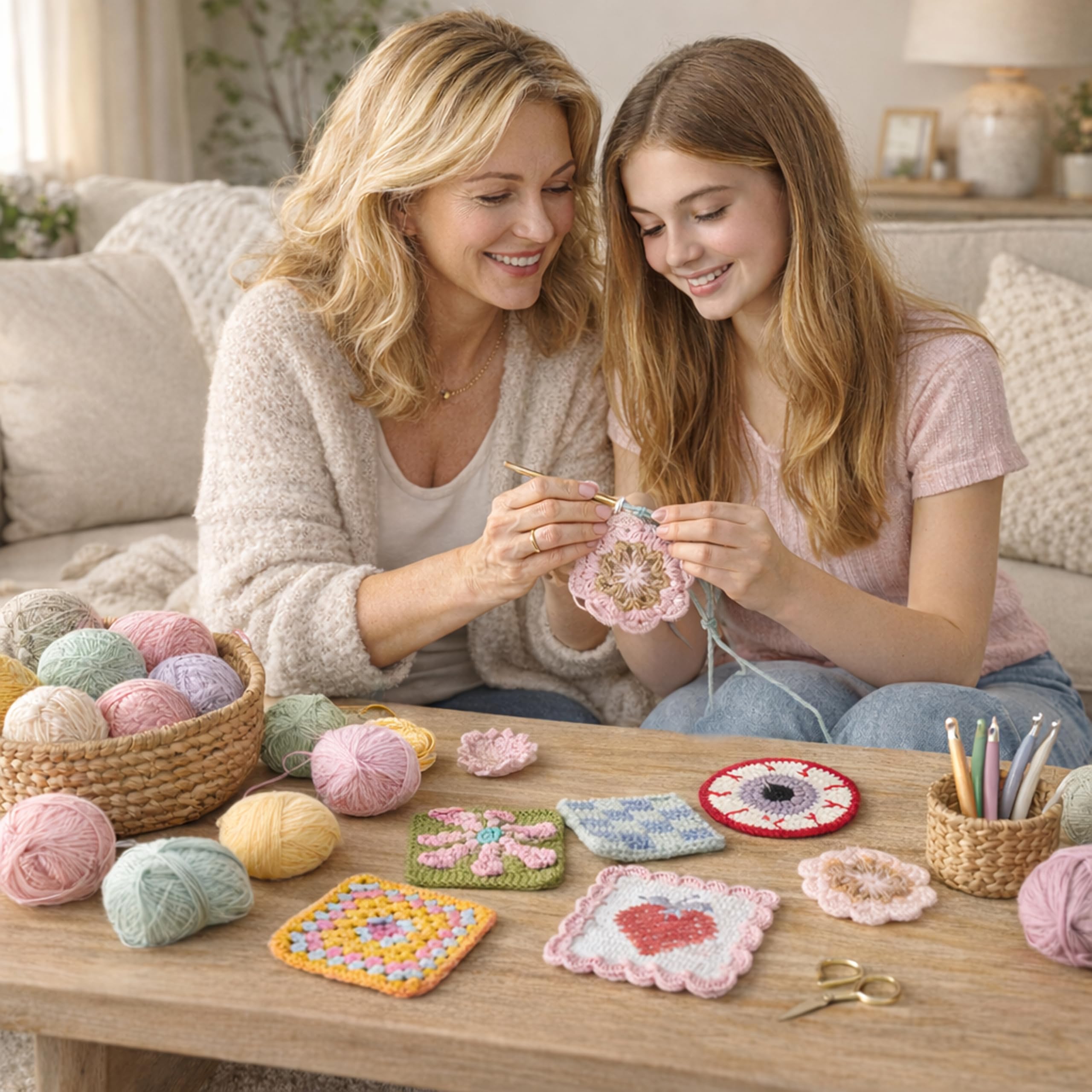 HOUSE CREATIVITY Kit per uncinetto per principianti e adulti, set completo con filato di 20 colori, video tutorial, ganci | Kit per imparare a lavorare all'uncinetto fai da te per donne e adulti