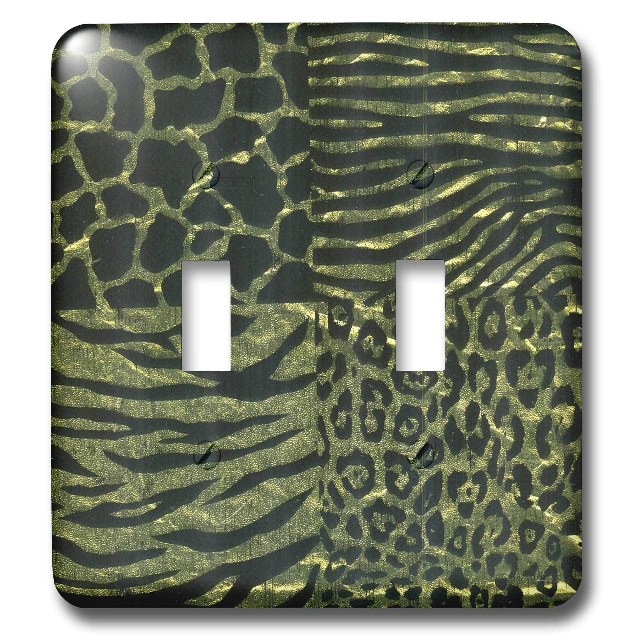 Interrupteur double imprimé animal noir doré lsp_35359_2