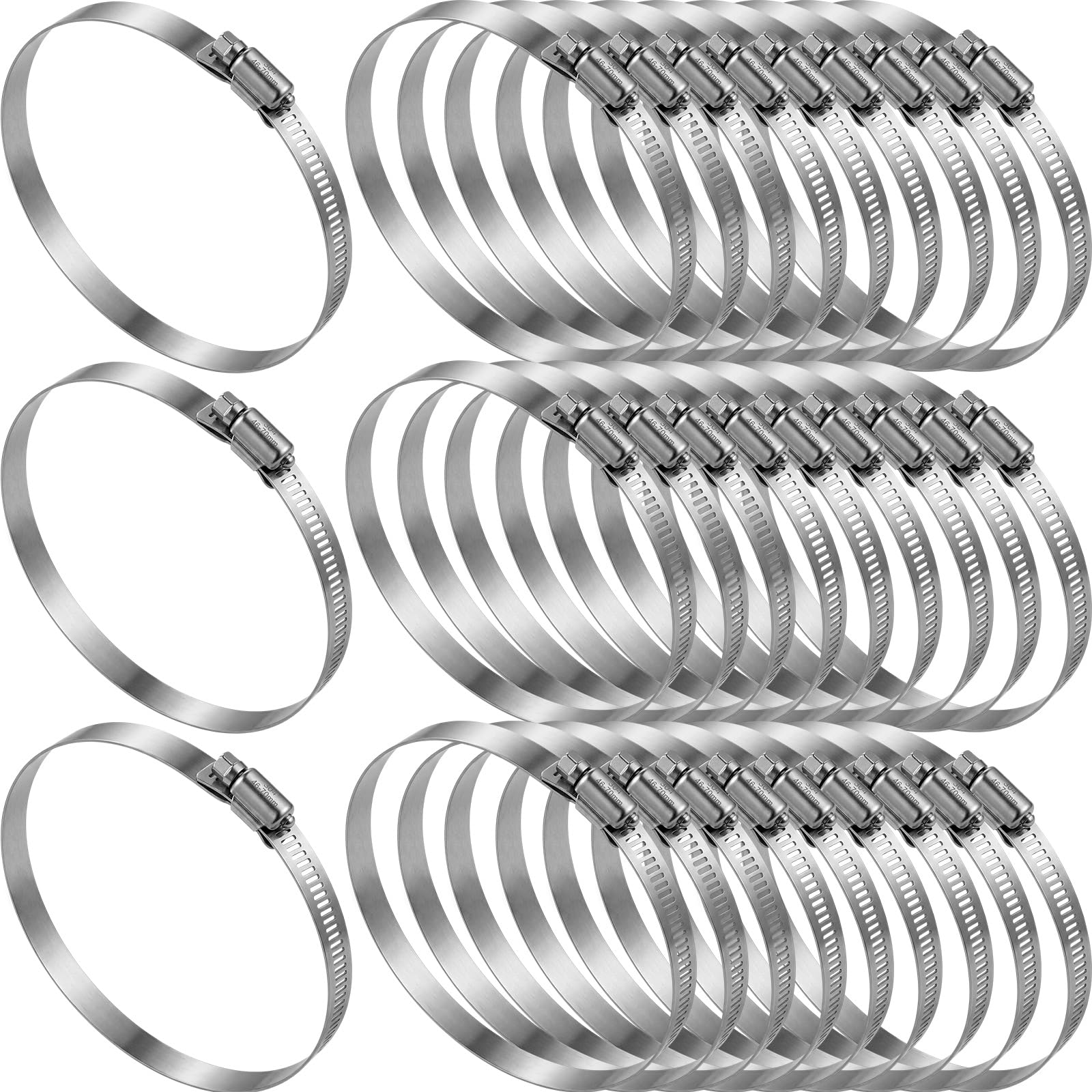 Zhengmy 30 Pack 4 in Stainless Steel Hose Clamps, 3-29/50" to 4-49/100"
