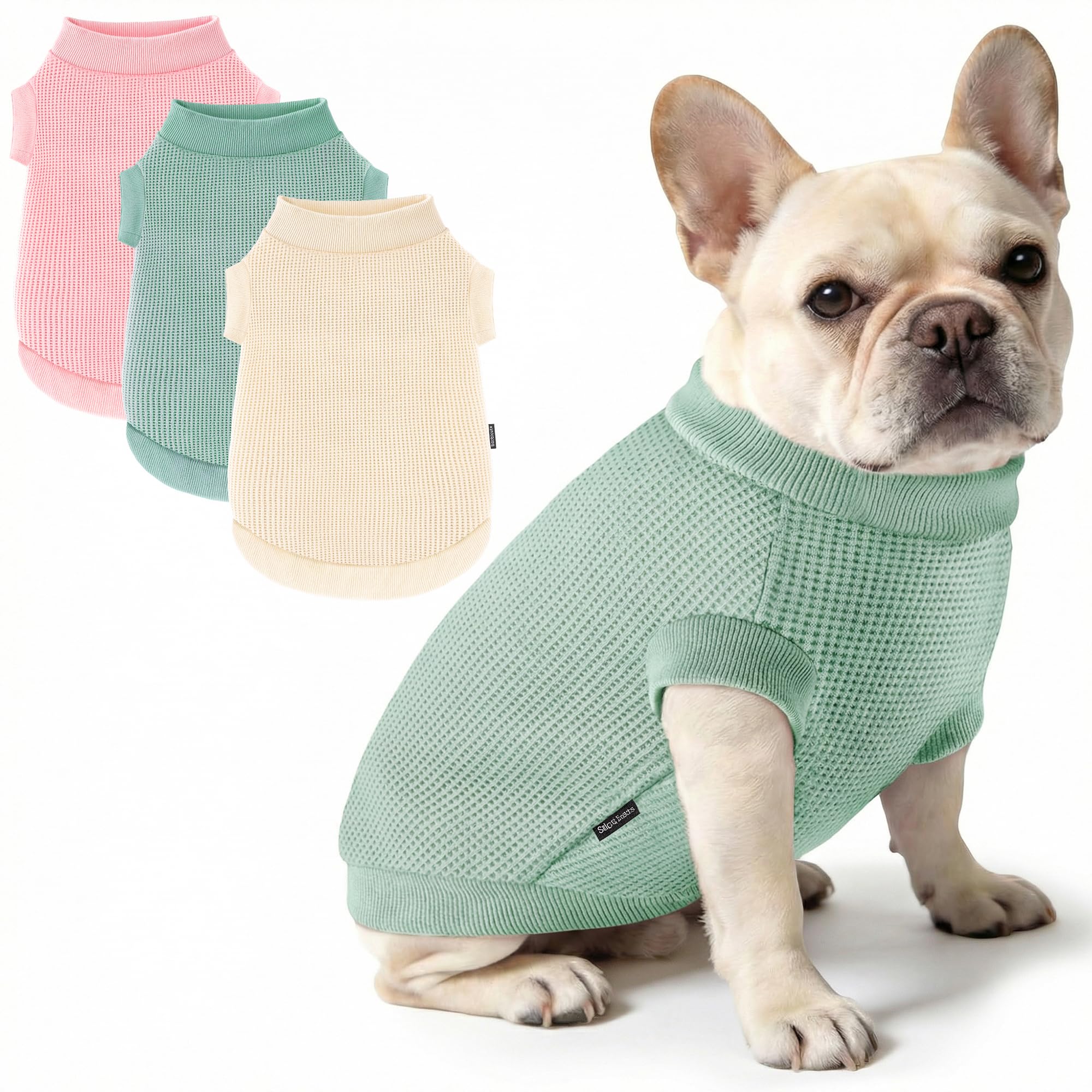 3 Pack Dog Shirt for Small Supplies Functional Waffle Dog Clothes Warm Soft Sweatshirt Outfit for Dogs Cats Pet Apparel