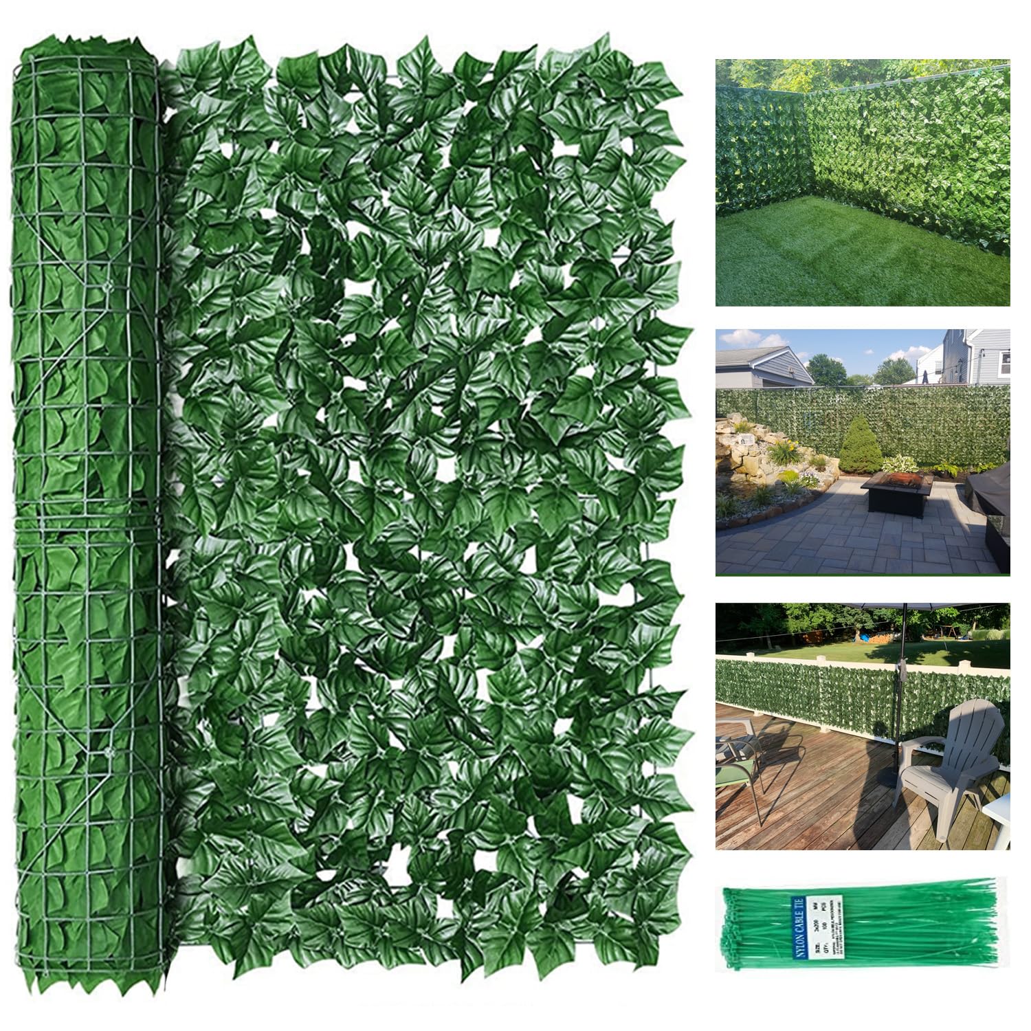 Artificial Ivy Privacy Fence Screen - 5m Outdoor Garden Privacy Screening, Balcony Privacy Screen, Stylish Wall Décor, UV-Resistant Faux Leaves, Lush Green Ivy Look, Ideal for Privacy & Shade (3)