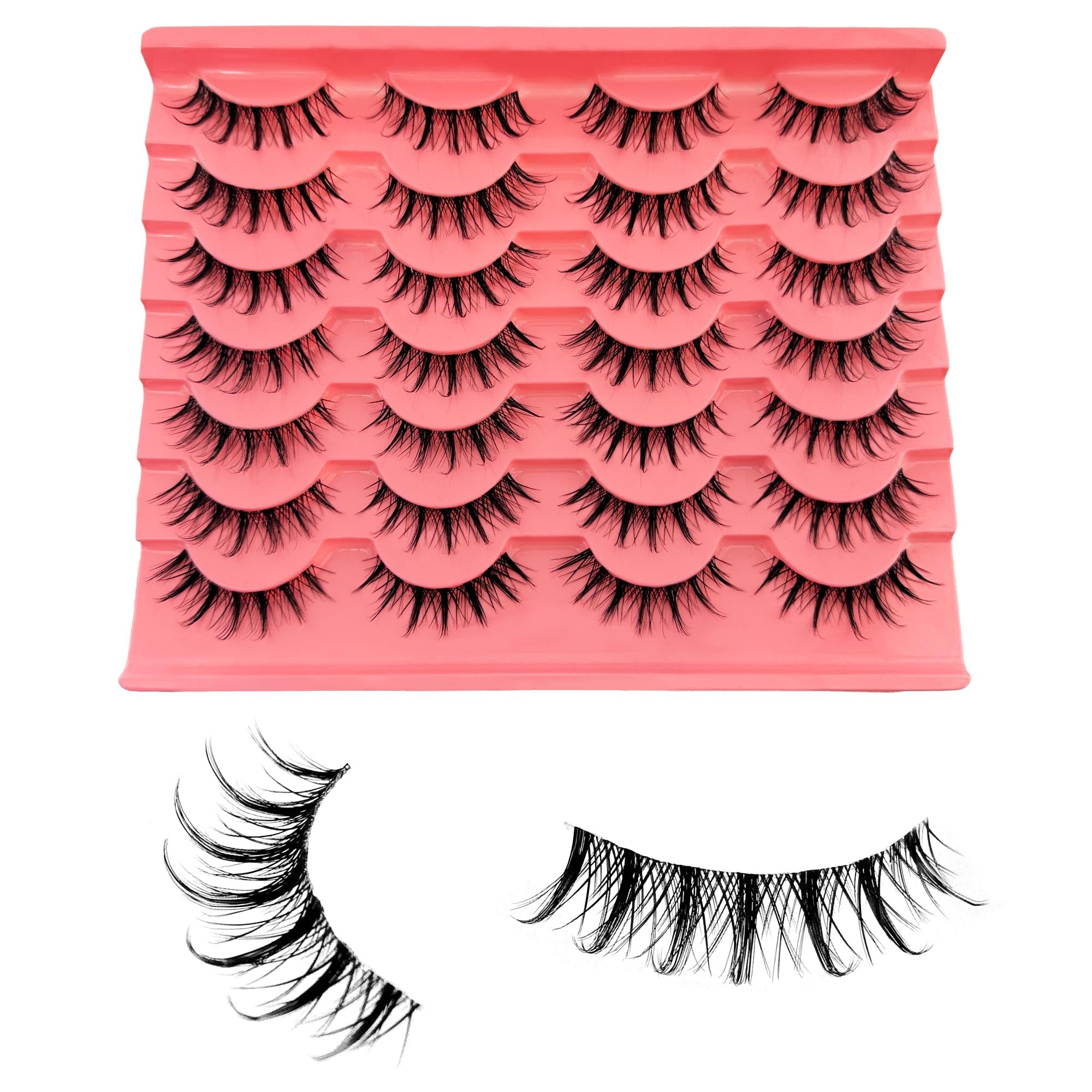 Manga Lashes Yasnai Wispy Natural Look Lashes Anime Sztuczne rzęsy Kocie Oko Objętość Rzęsy Sztuczne Rzęsy 13 mm Kolczaste Koreańskie Japońskie Azjatyckie Cosplay 3D Rzęsy Oczu Opakowanie 7 par