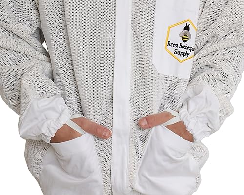 Miniatura 10 de Chaqueta de apicultura forestal con ventilación completa, con velo de esgrima ventilado, chaqueta de apicultura prémium YKK con cremalleras de