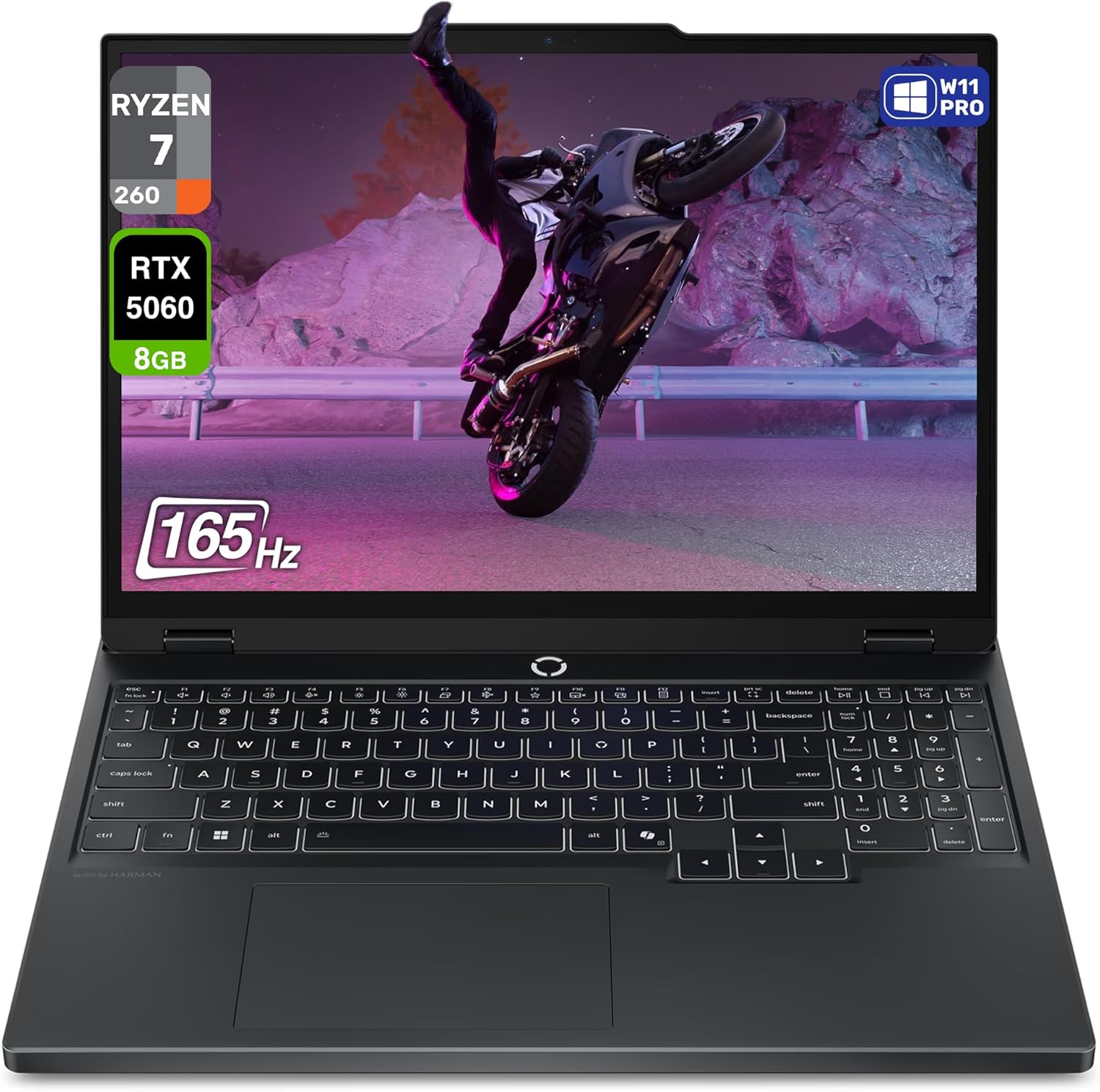 Lenovo Legion 5 Gen 10 Gaming Laptop, AMD Ryzen 7-260, 32 GB DDR5 RAM, 2 TB PCIe SSD, 15.1″ WQXGA (2560×1600) Display, Nvidia G-Force RTX 5060, 24-Zone RGB Backlit Keyboard, W11 Pro, Eclipse Black