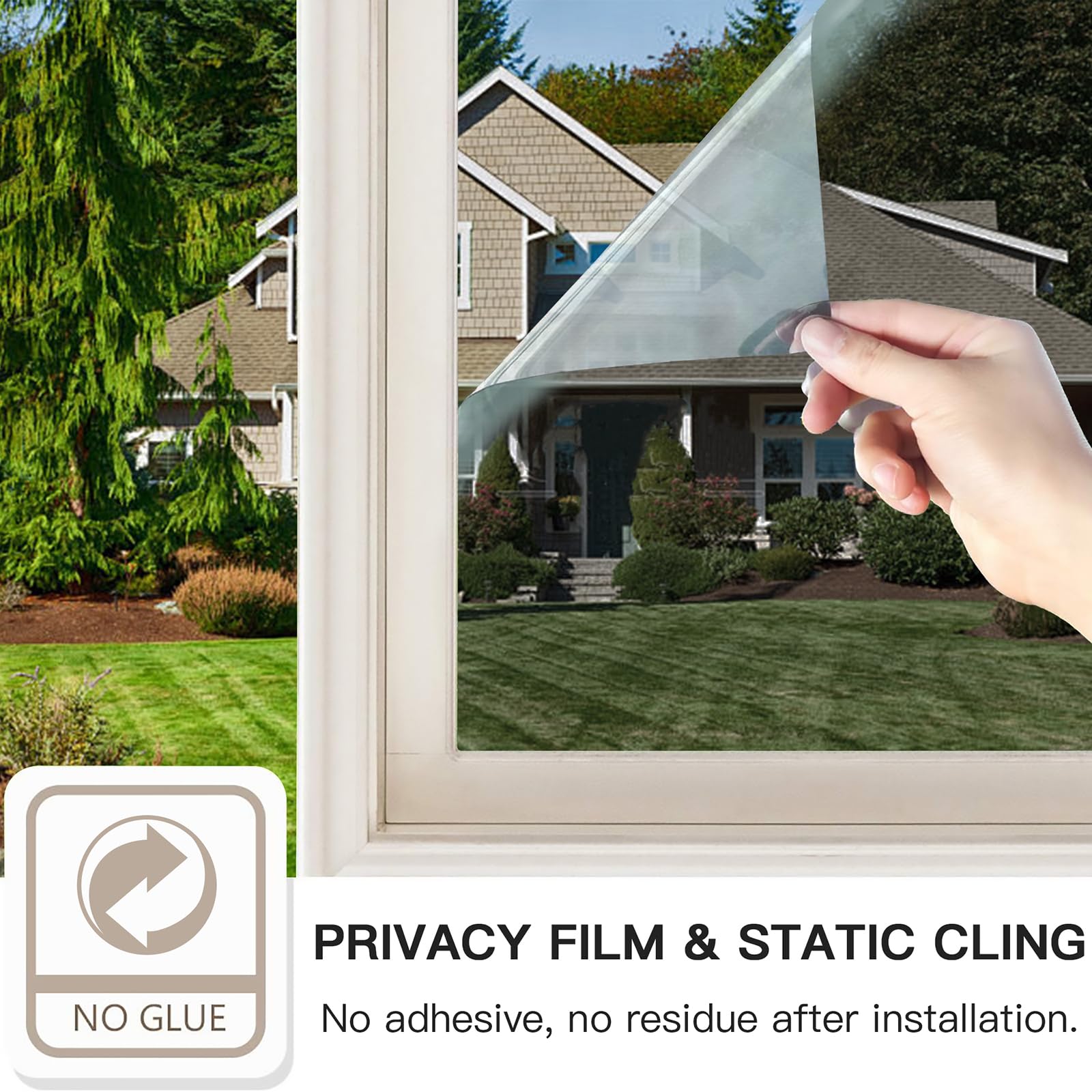 Heroad Brand Window Privacy Film One Way Privacy Sun Blocking Black-Silver 17.7inch x 6.5ft/Roll