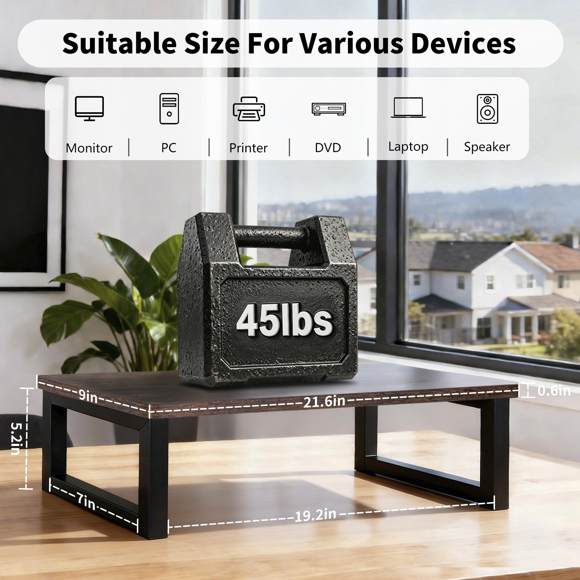AKOZLIN Drewniany stojak na monitor, organizer na biurko, szerokość 59,4 cm