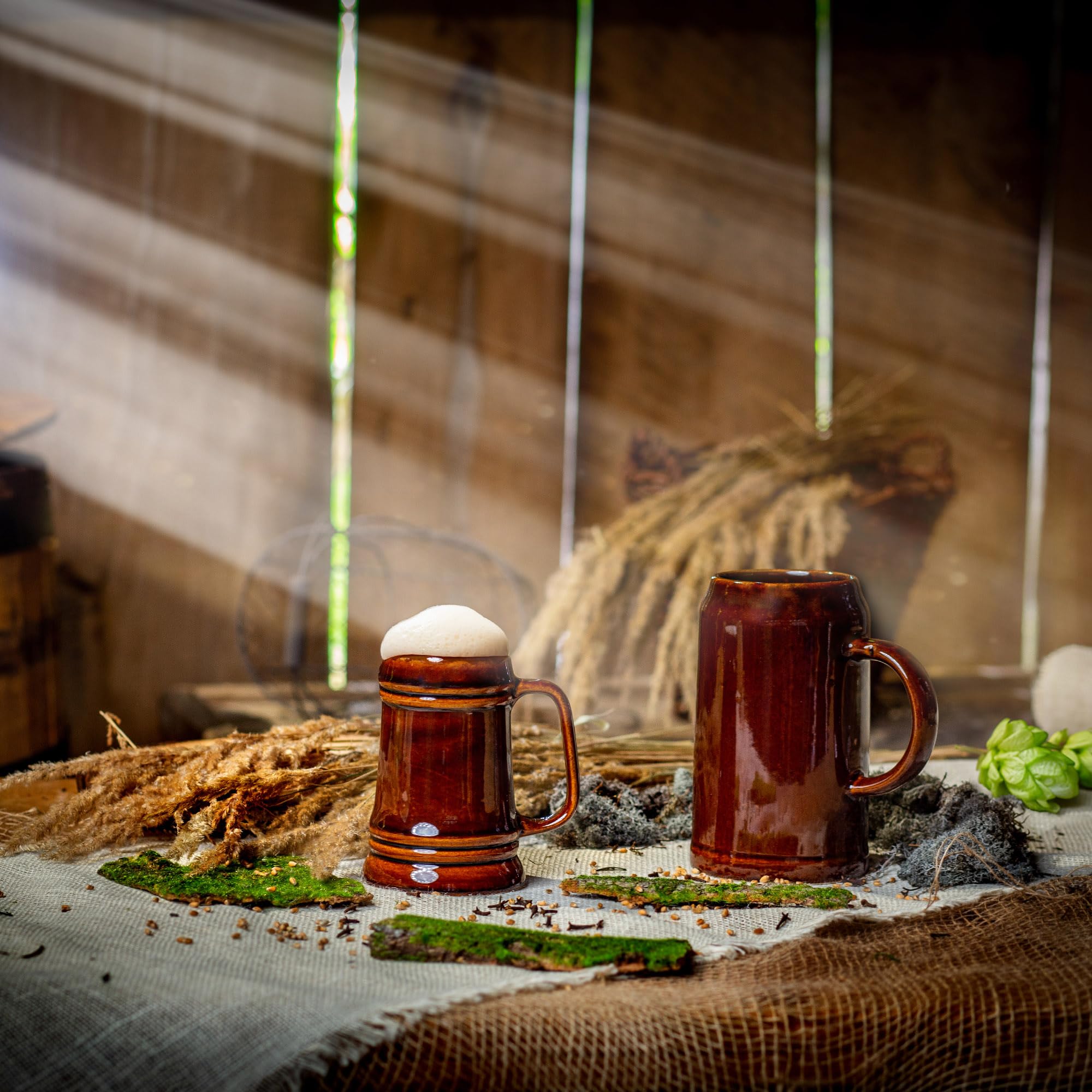 KADAX Keramikbierkrug, Bierkrug aus Keramik, Spülmaschinenfester Bierseidel mit Handlichem Griff, Steinkrug für Wein, Bier, Glühwein und Flüssig Honig (4, 500ml)