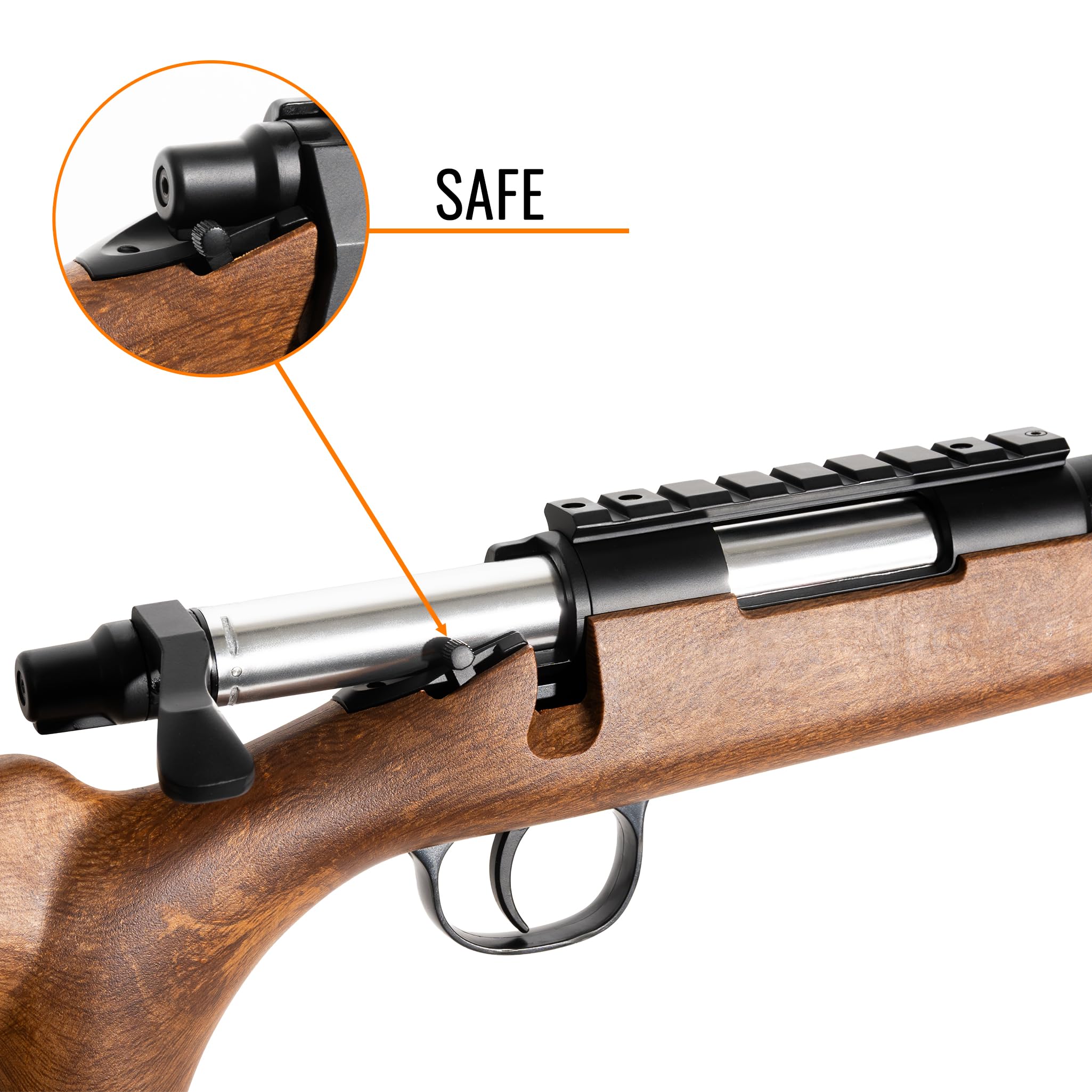 Fucile sniper softair a molla VSR10 bolt action color legno, canna/otturatore metallo, POTENZA 0,9 JOULE, 2 slitte 20mm, caricatore 18 colpi, 1150mm 2270g