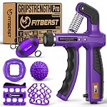 FitBeast Grip Strength Trainer, kit de renforcement de poignée - 6 Pack avec renfort d'avant-bras réglable de résistance, exercise de l'avant et boules de massage pour la thérapie des mains, entraînement de la poignée