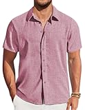 Mens Casual Short Sleeve Shirts Button Down Summer Beach Shirt Lightweight Textured Tops with Pocket