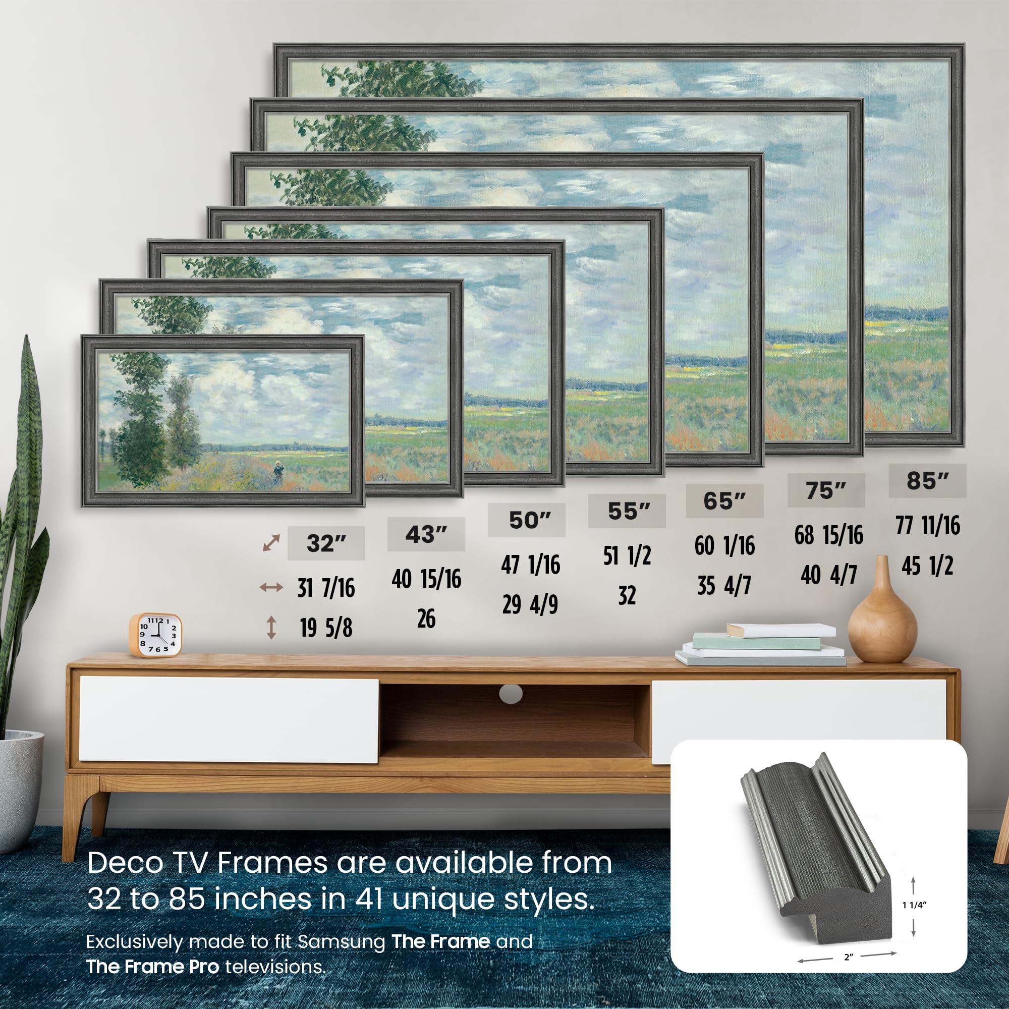 Deco TV Frames - Industrial Iron Slim Frame Compatible ONLY with