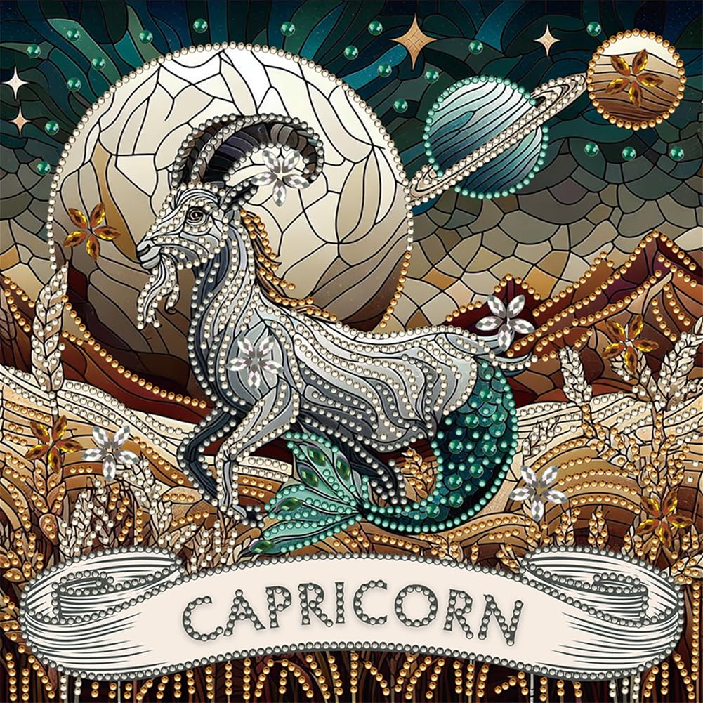Kh276 Diamond Art Painting Kits For Adults,5D Special Shape Diamond Painting Kits, Crystal Rhinestones Diamond Dots And Crafts Adults For Home Decor(Capricorn) 11.8 * 11.8Inch