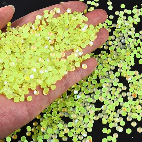 Miniatura 9 de BLINGINBOX Diamantes de imitación de cristal con parte trasera plana, gemas de neón, 1440 unidades de diamantes de imitación de cristal no