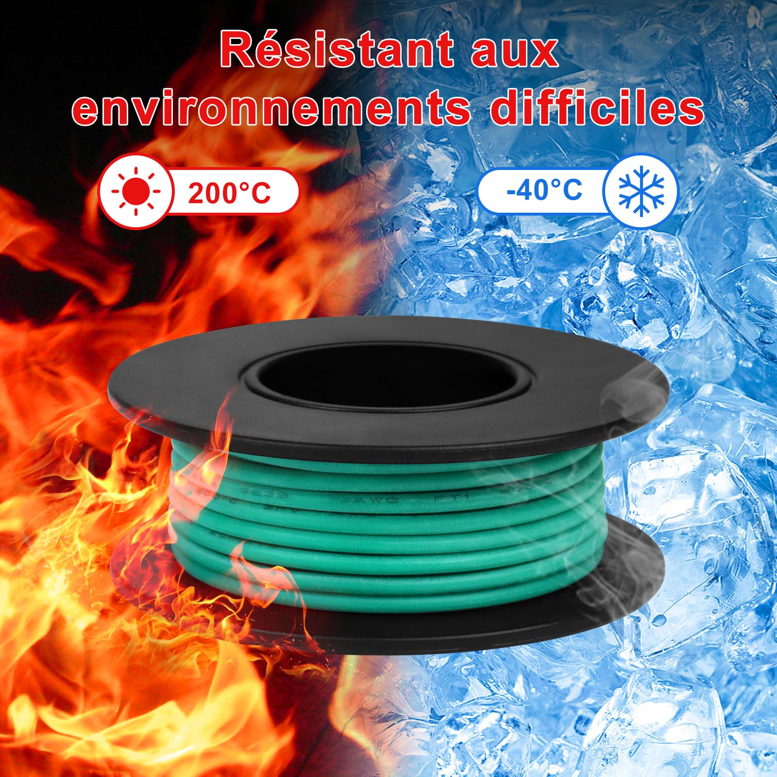 Lot de Câbles Électriques en Silicone 18 AWG 0,75mm², 8 Couleurs, 5 Mètres par Rouleau, Cuivre Étamé Flexible, Idéal pour DIY, Véhicules et Installations Domestiques