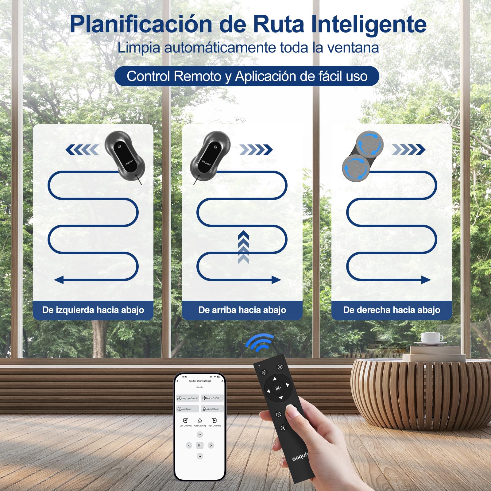 Robot Lavavetri Intelligente - Pulitore Elettrico con Doppio Spruzzo d'Acqua, Controllo Remoto e App, Adatto per Vetri Interni ed Esterni, Include 12 Panni, Grigio