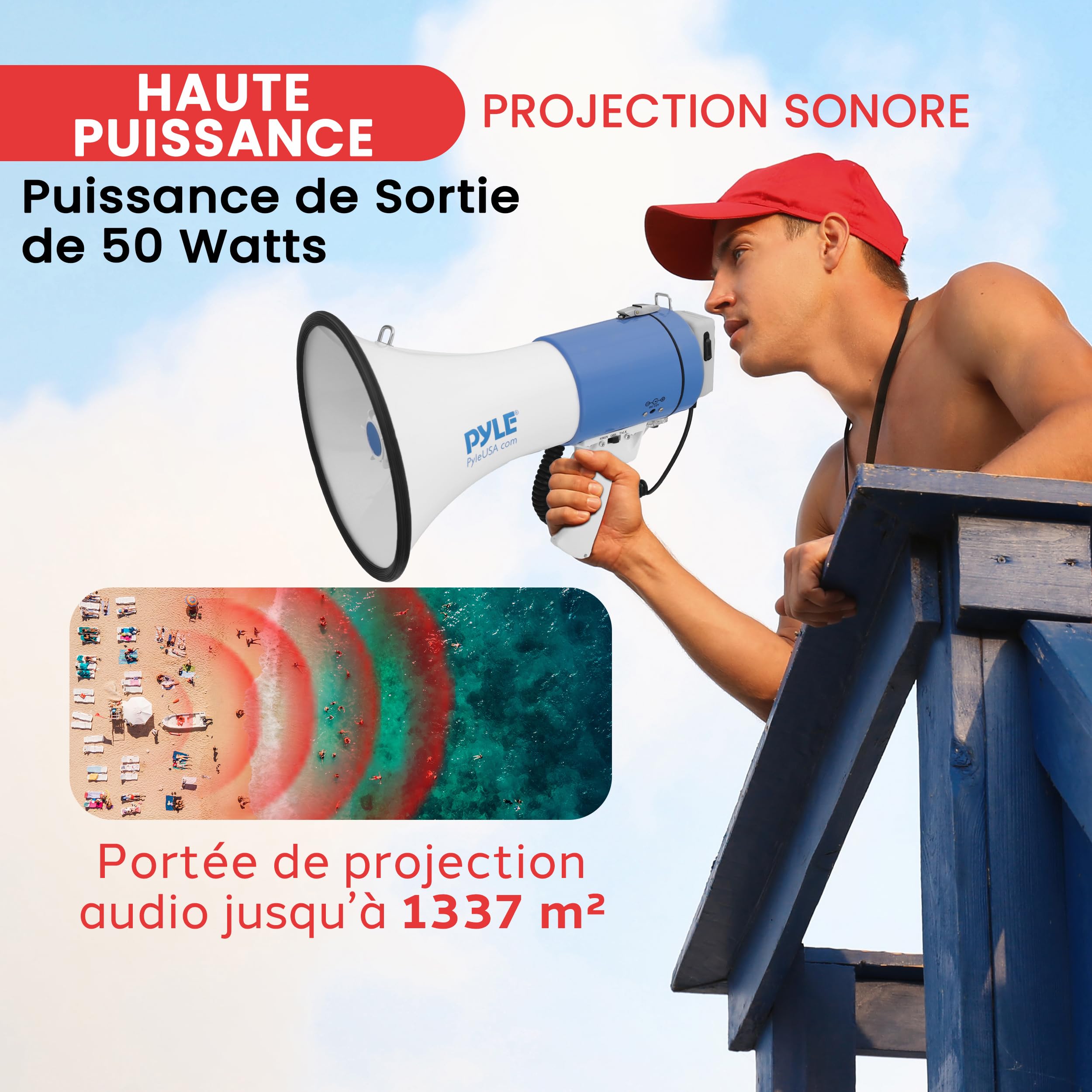 Pyle Megafoon, 50W Draagbare Megafoon met Sirene, Instelbaar