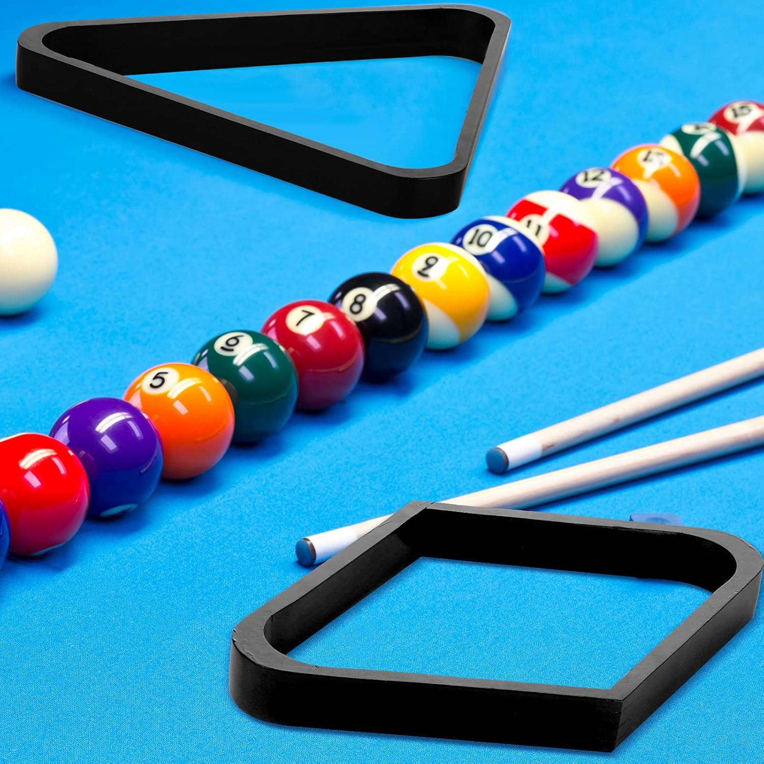 Skylety 2 Pieces Wooden Billiard Ball Rack Solid Wood 2-1/4 inches Billiard 8-Ball Triangle Rack and 9-Ball Diamond Billiard Rack for Billiard Pool Table (Black) : Sports & Outdoors