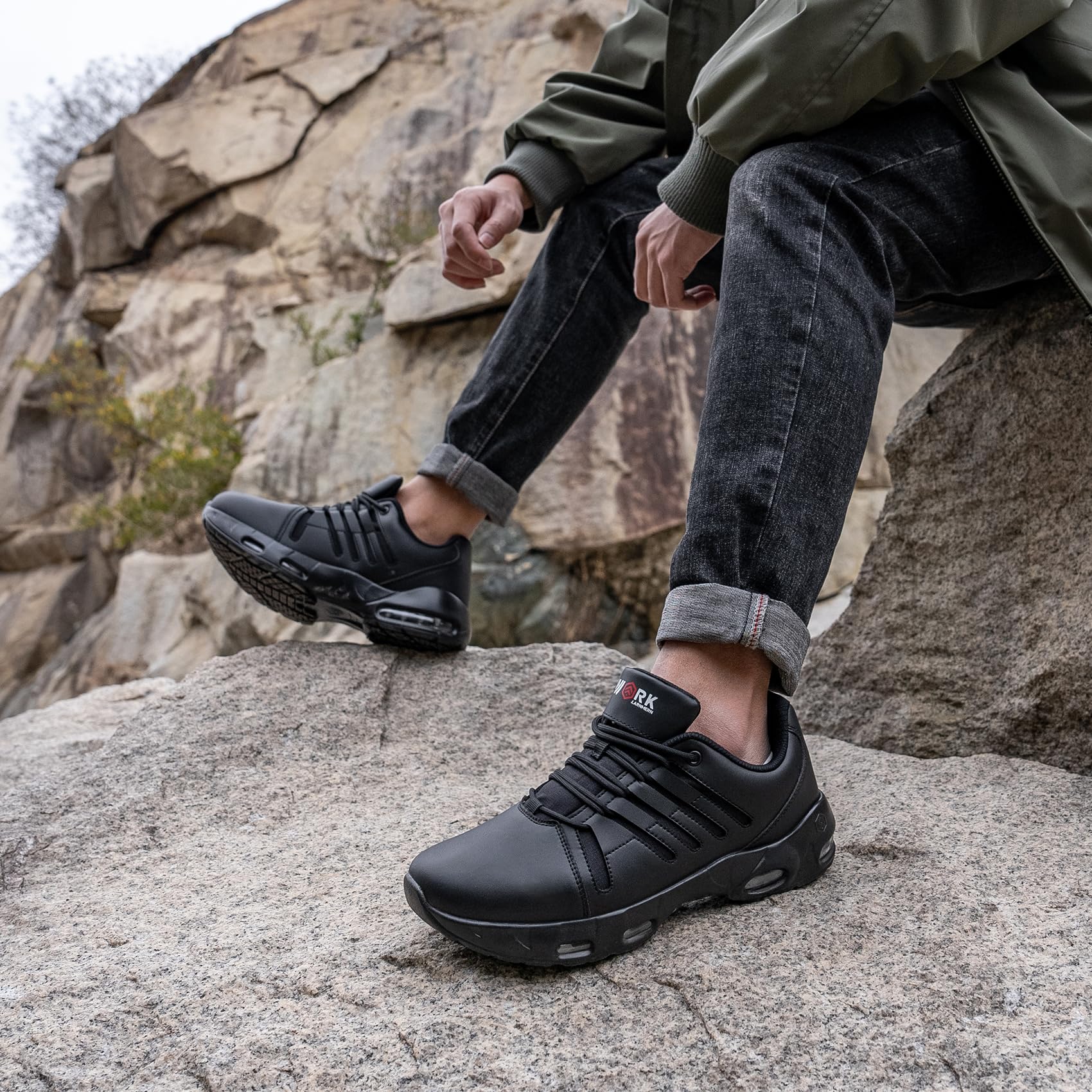LARNMERN Kochschuhe Herren rutschfeste Schuhe Küche Arbeitsschuhe Wasserfeste Koch Schuhe für Männer Kellner Gastro Restaurant OHNE-Stahlkappe Leicht Sportschuhe