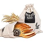 2 X Bread Bags for Homemade Bread - Plastic Lined, Reusable Linen Cloth Saver Bag For Sourdough & Homemade Bread Storage - 17 x 13 XL