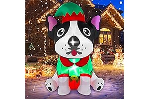 Adorable 4FT Christmas Inflatable French Bulldog in Festive Attire