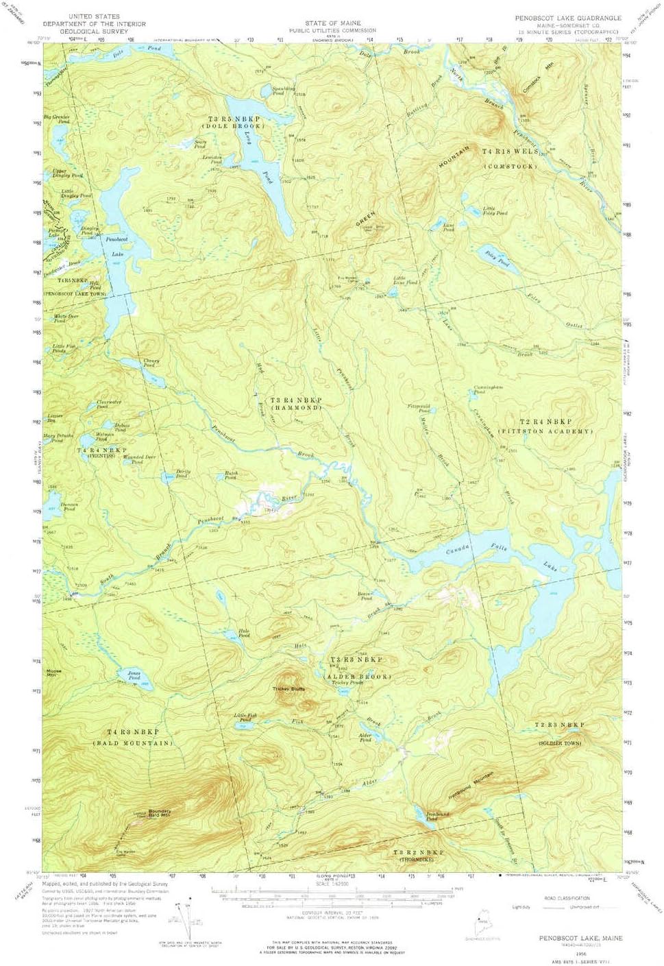 YellowMaps Penobscot Lake ME topo map, 162500 Scale, 15 X