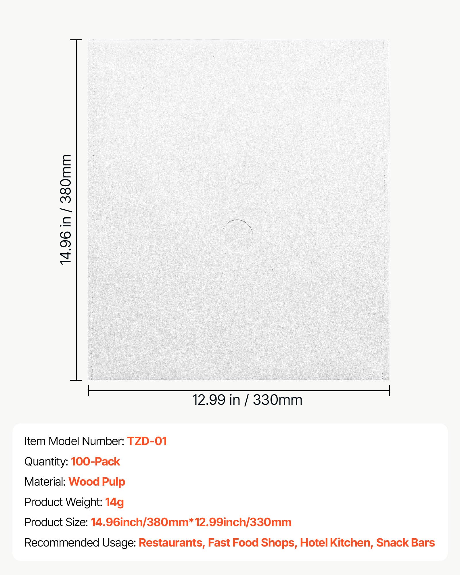 VEVOR Confezione Fogli di Carta Filtro di Ricambio per Friggitrice 100 pz | Carte Filtranti di Ricambio per Friggitrice per Cucina, Dimensioni 380 x 330 mm, Ristoranti, Bar, BBQ, Filtrazione dell'Olio