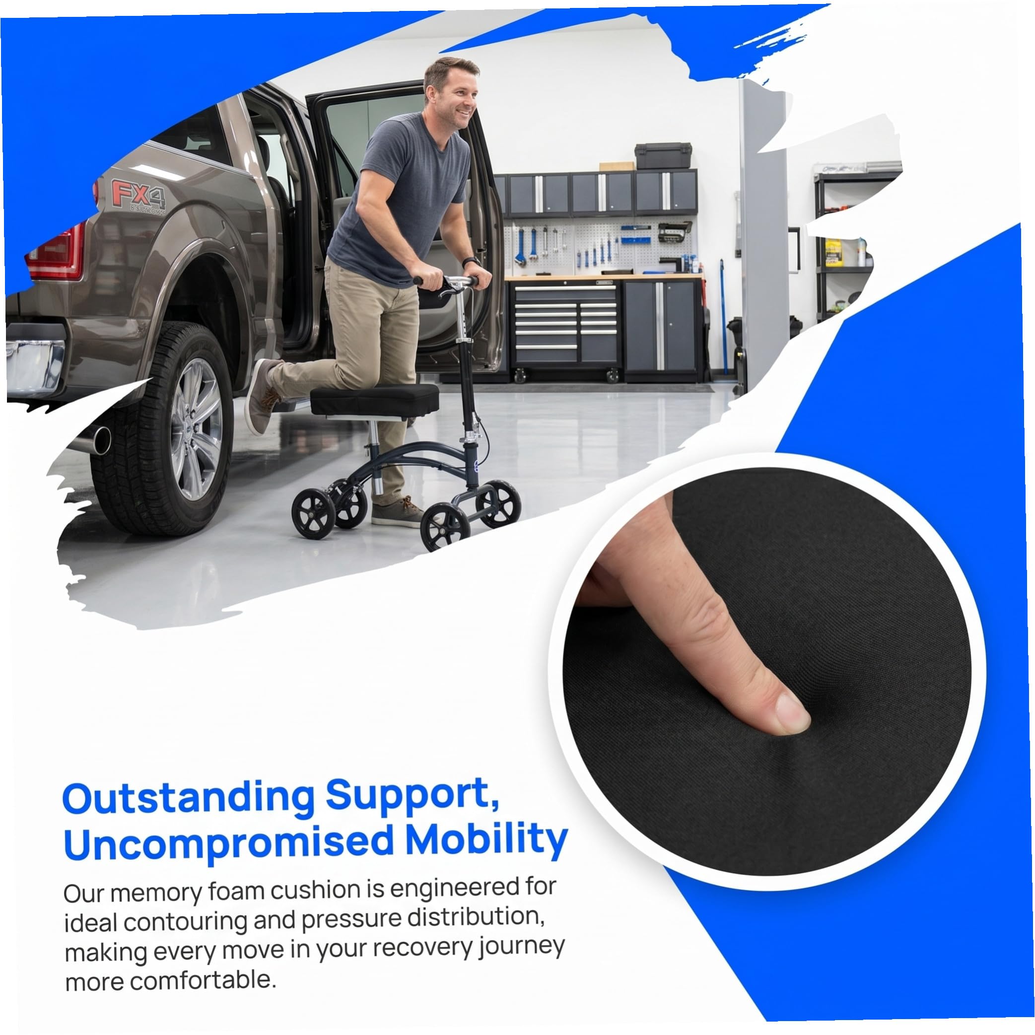 Baluue 2 Piezas Funda para Asiento de Andador de Rodilla Espuma Viscoelástica y Contornos Ergonómicos de Poliéster para Scooter de Rodilla Uso en Casa o Hospital