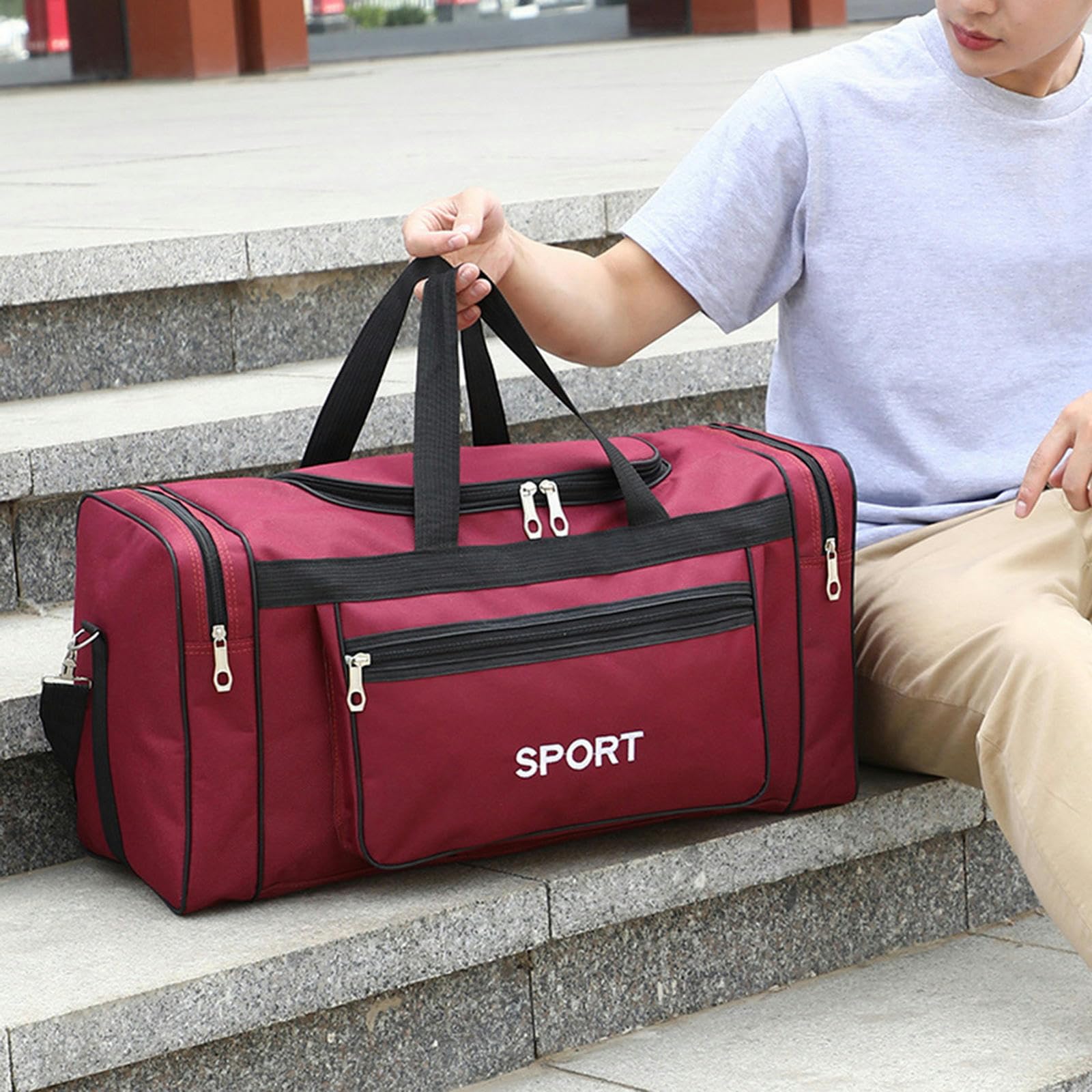 NOGRAX Schulrucksack Männer Fitness Training Sporttasche Große Kapazität Gadgets Yoga Sack Oxford Gym Taschen Für Reise Schwimmen Duffle Taschen Sportbag-Lila Oxford Stoff