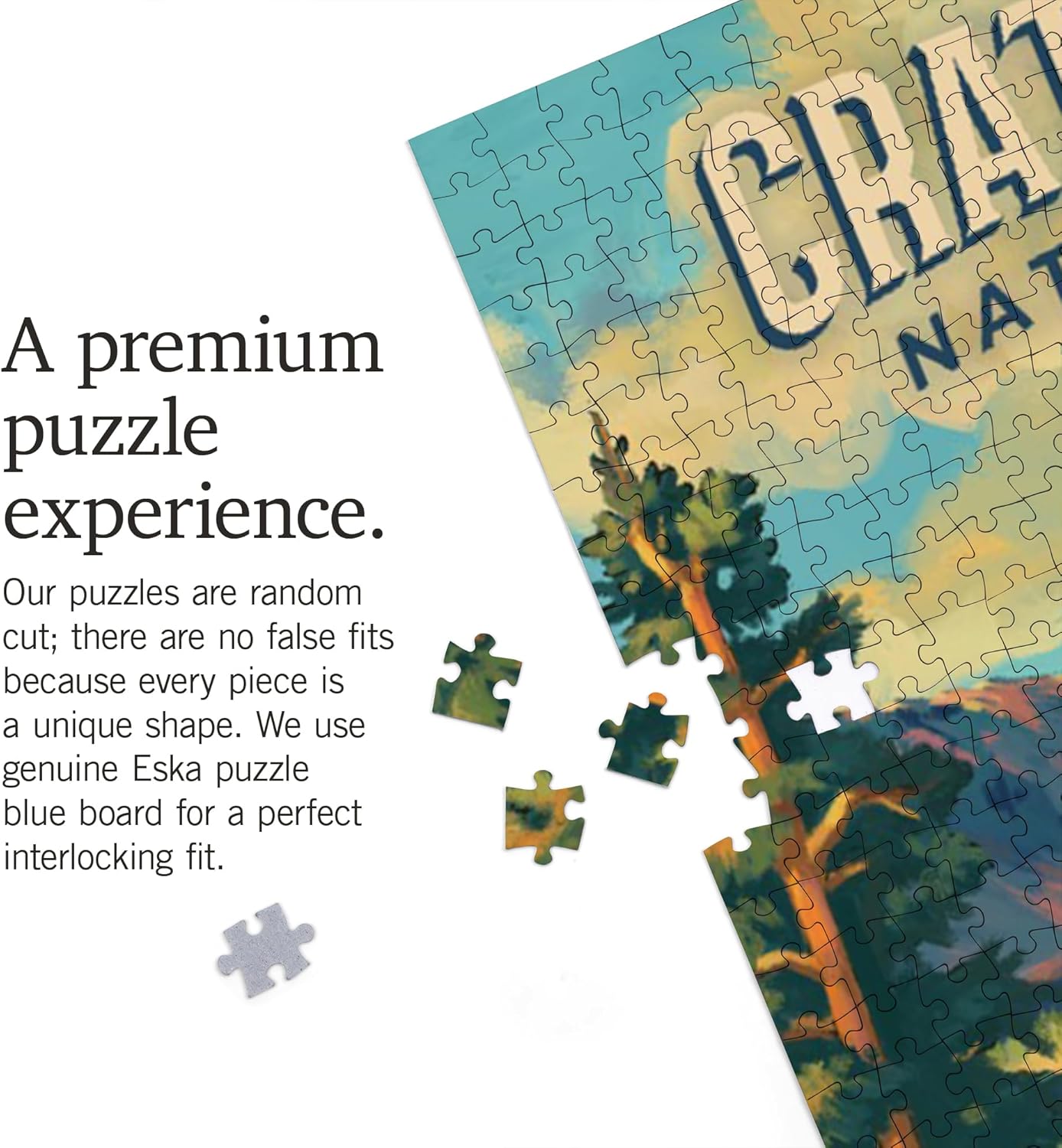 Lantern Press Crater Lake National Park Puzzle 1000 Pieces for Adults, Hand Drawn Art Landscape, Premium Jigsaw Puzzle Made in USA, National Park Puzzle with Poster