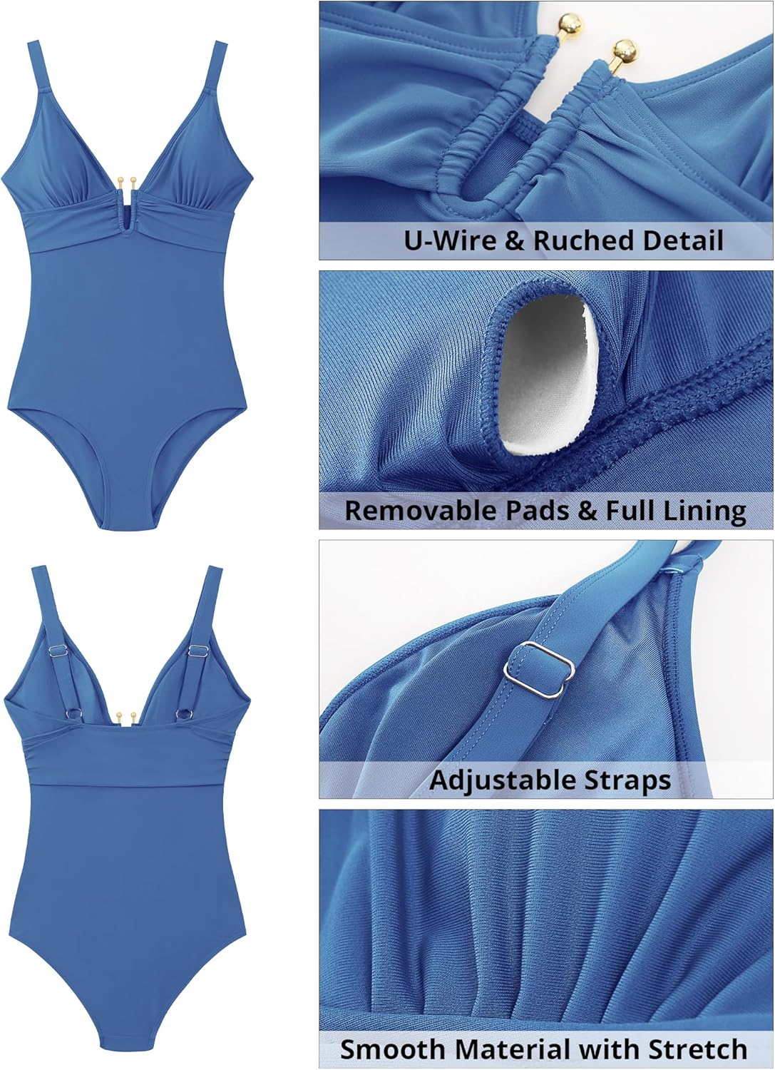 GRAPENT One Piece Swimsuit Women Ruched Sexy Plunge U Hook Bathing Suit Swimwear 2026 Swimming Beach Vacation Outfit - Image 6