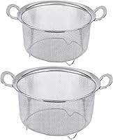 Tiawudi 2-Pack Fine Mesh Stainless Steel Colanders with Handles & Resting Feet - 3Qt & 4Qt Kitchen Strainers for Pasta, Rice, Veggies