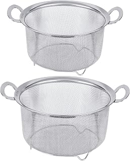 Tiawudi 2-Pack Fine Mesh Stainless Steel Colanders with Handles & Resting Feet - 3Qt & 4Qt Kitchen Strainers for Pasta, Rice, Veggies