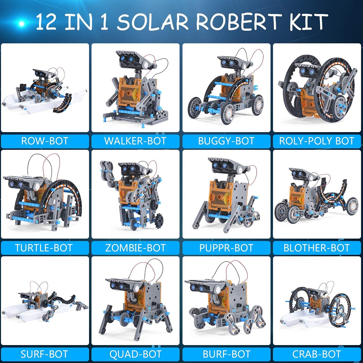 Solar Roboter Spielzeug ab 8 Jahre,OMWay 12-in-1 STEM Experimente für Kinder Alter 9 10 11 12,Konstruktionsspielzeug Bausatz,Geschenke Spielzeug für 13 14 Jährige Junge Mädchen, Grau