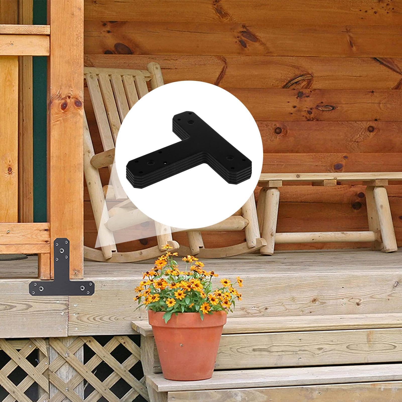 Supporti angolari neri – robusti e robusti, staffe angolari in | acciaio | 6 piastre piatte a forma di T per la casa, supporto industriale decorativo