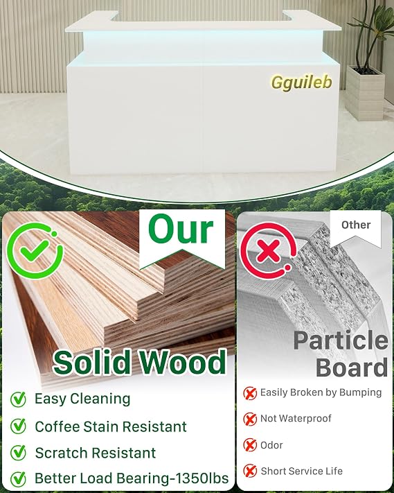 White Reception Desk with Counter, 2 People Front Desk with Two-Tier Desktop, Modern Retail Counter with Cable Grommet for Home Office, Checkout, Beauty Salon, Barber