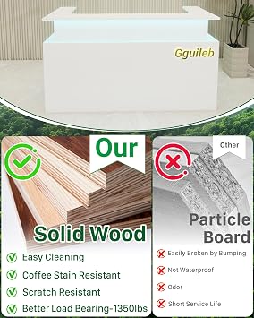 White Reception Desk with Counter, 2 People Front Desk with Two-Tier Desktop, Modern Retail Counter with Cable Grommet for Home Office, Checkout, Beauty Salon, Barber