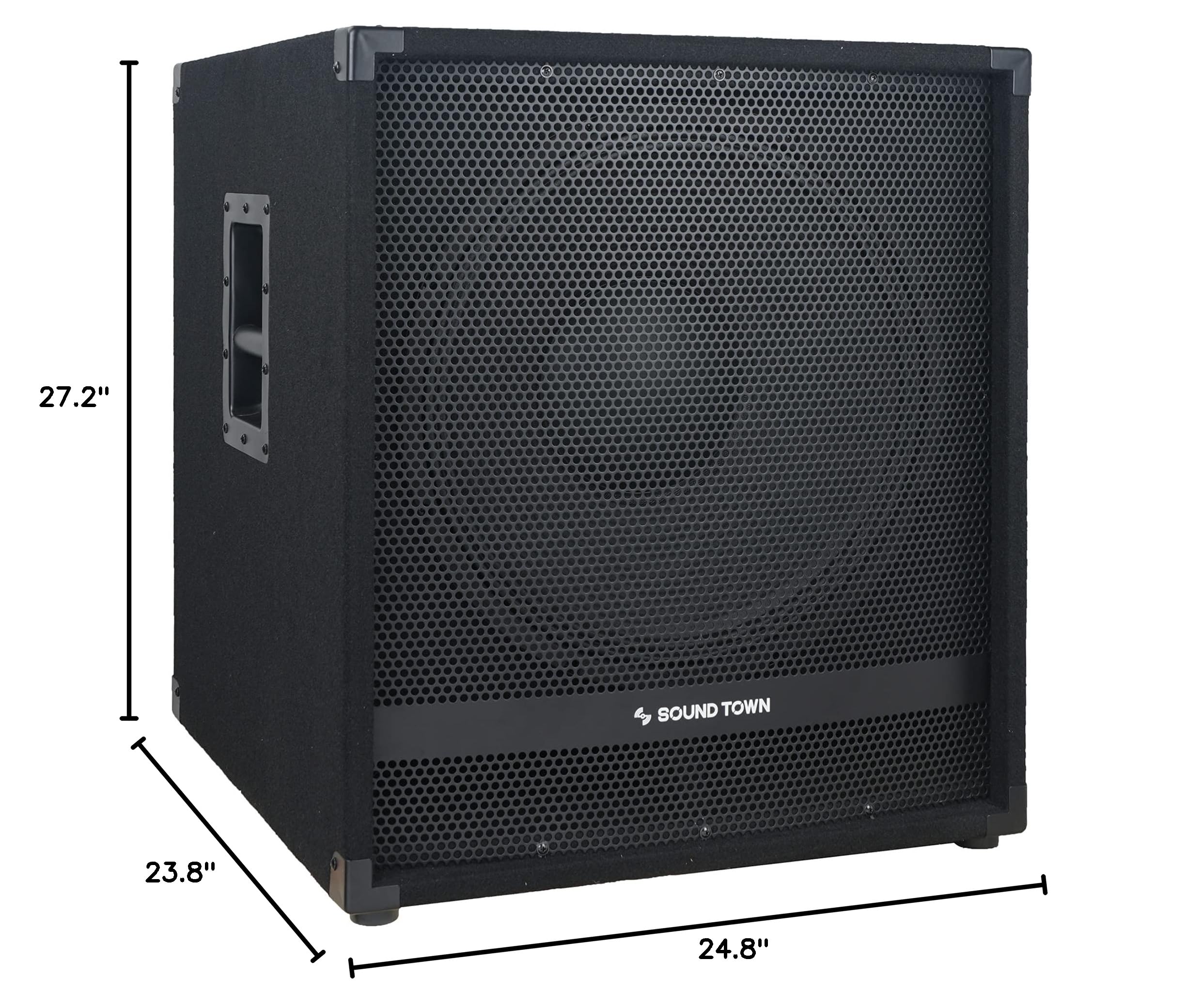 Sound Town METIS Series 2400 Watts 18" Powered Subwoofer with Class-D Amplifier, 4-inch Voice Coil, High-Pass Filter (METIS-18PWG)
